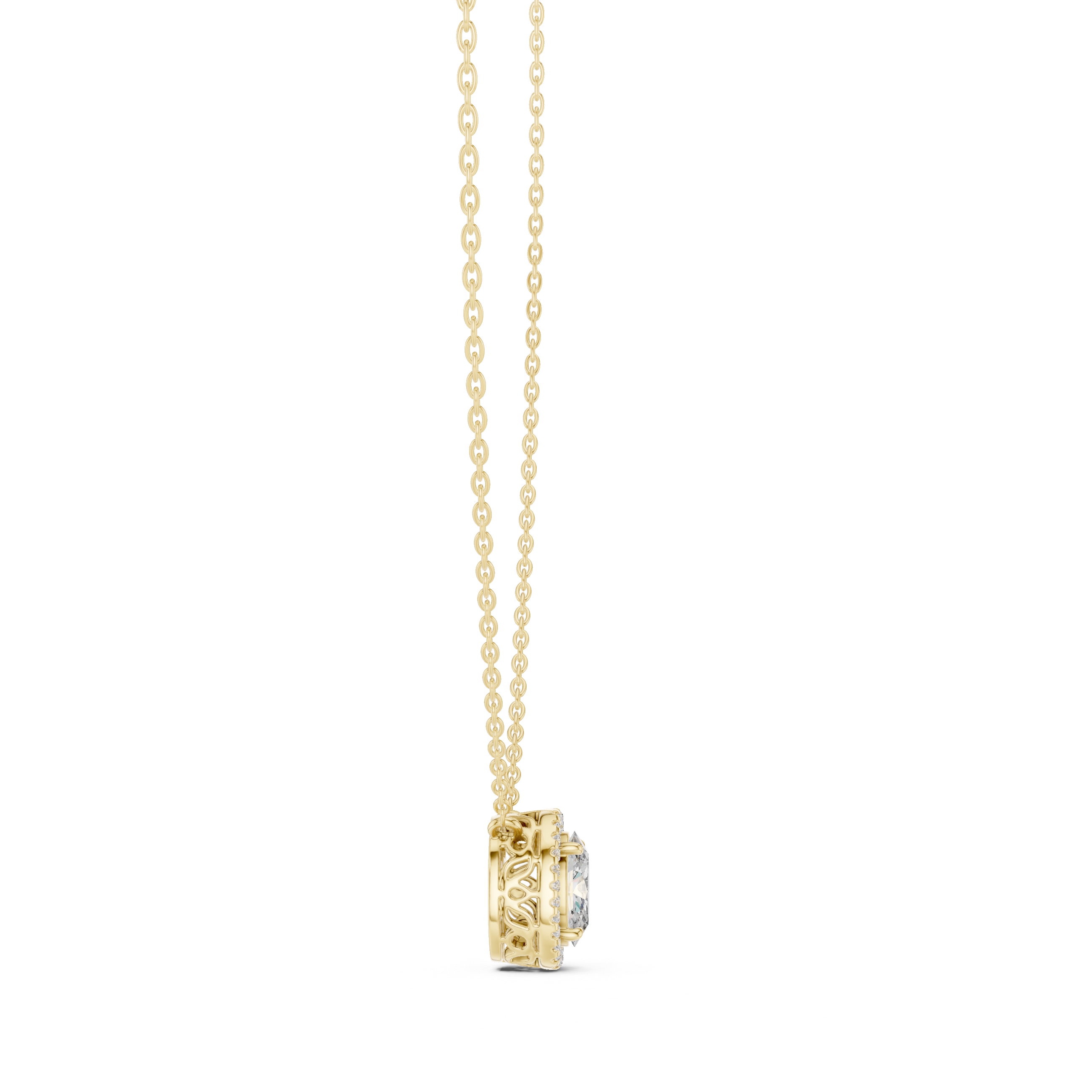 Oval Cut Diamond Halo Pendant Necklace – Classic Elegant Design