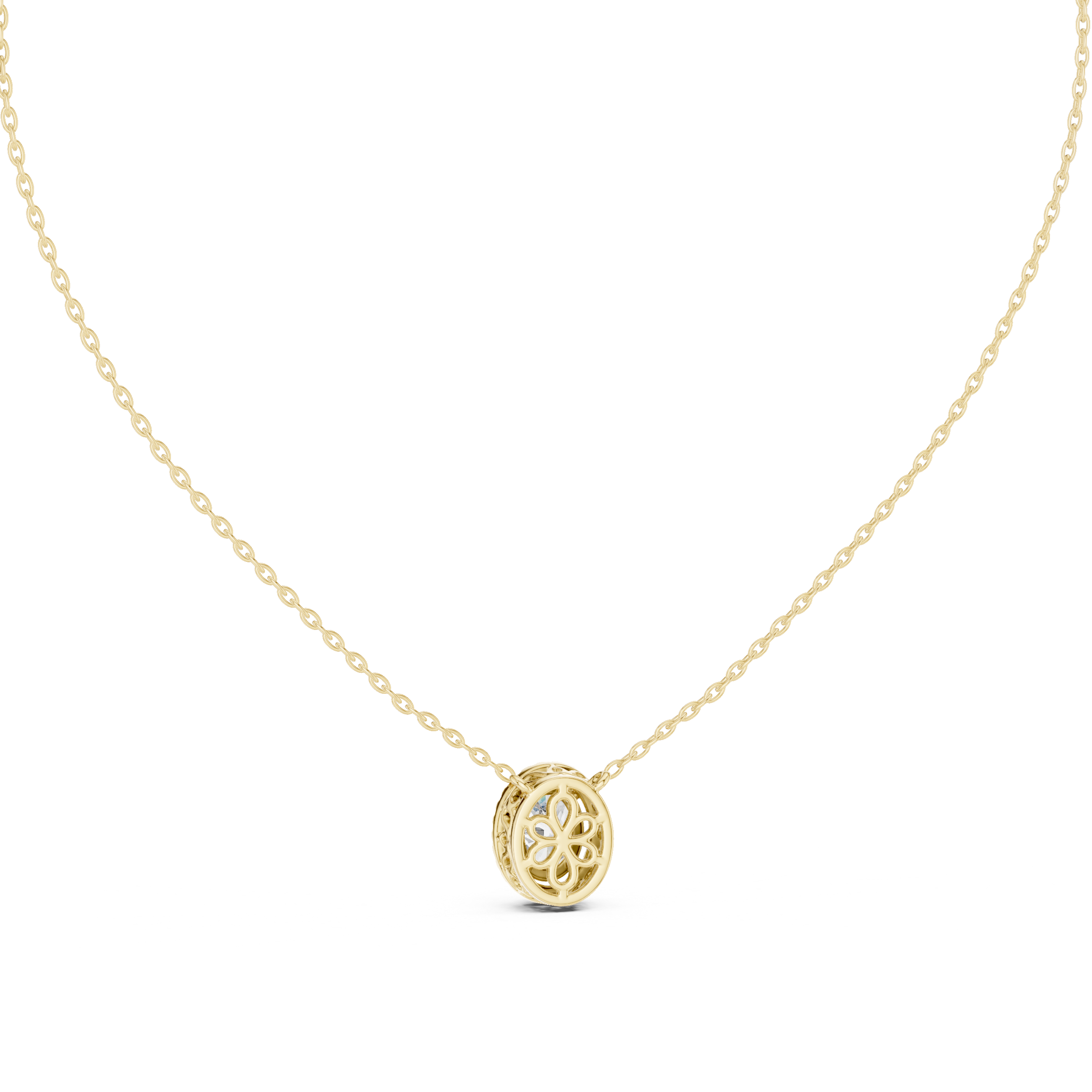 Oval Cut Diamond Halo Pendant Necklace – Classic Elegant Design
