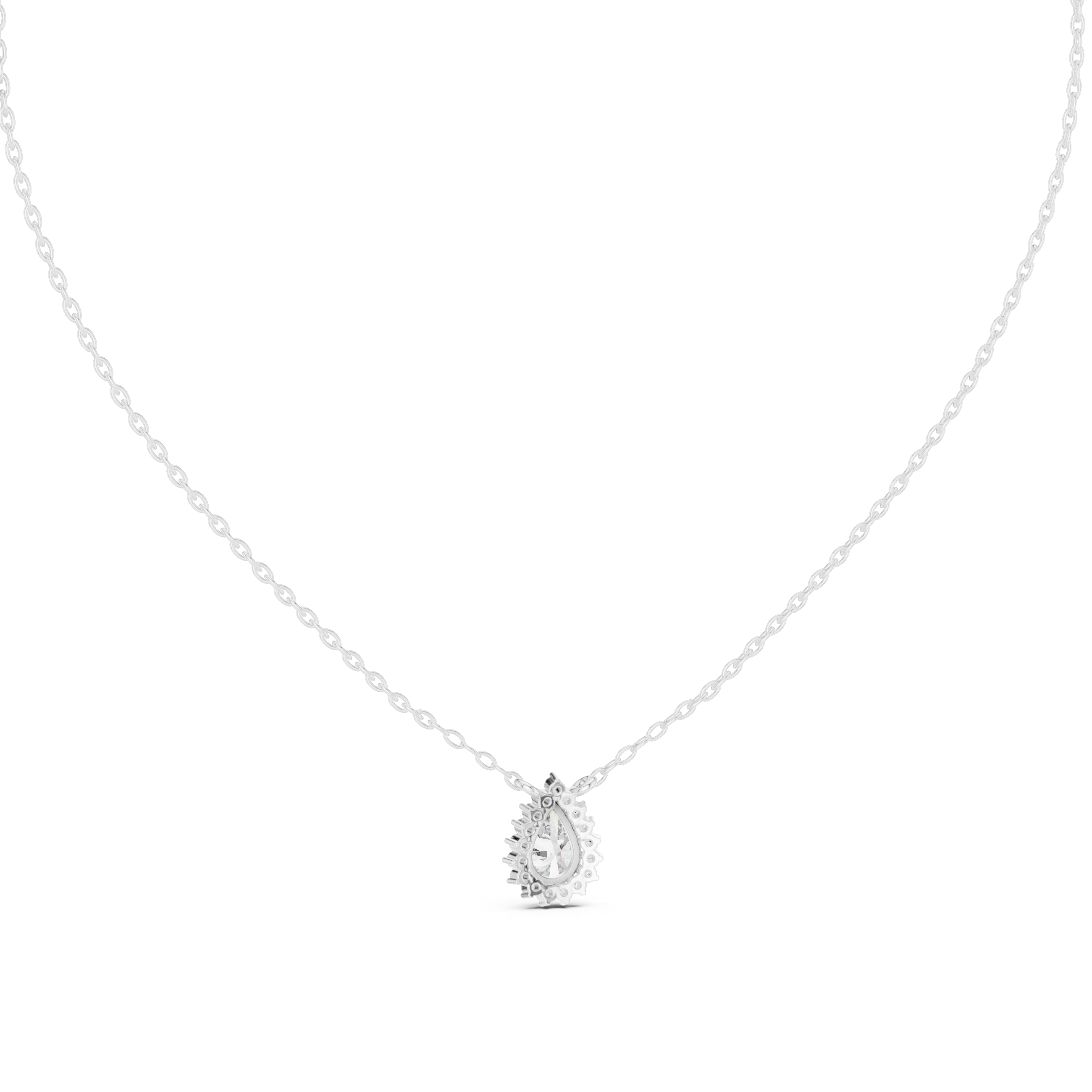 Pear Cut Diamond Halo Pendant Necklace – Elegant Drop Design