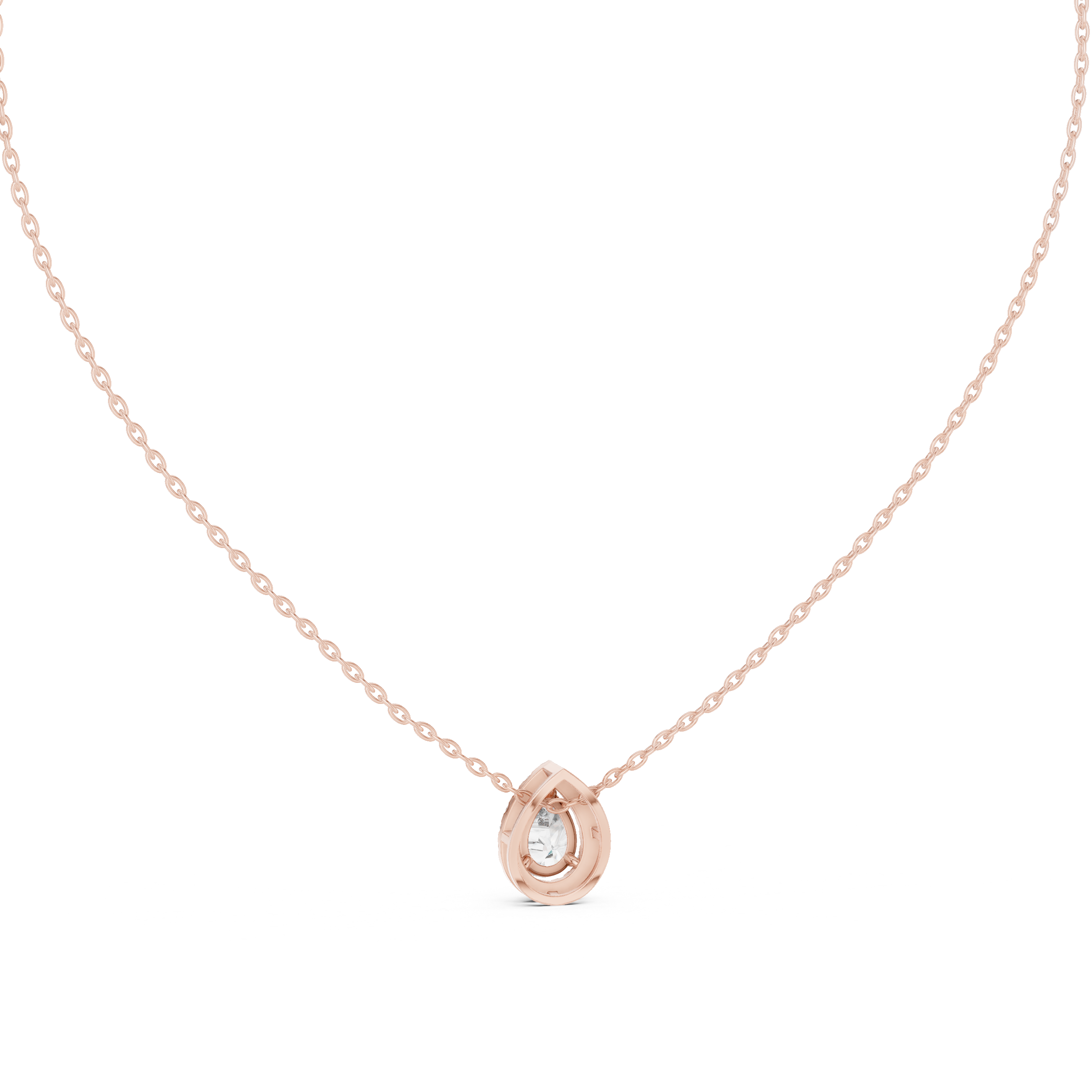 Pear Cut Halo Diamond Necklace with Pavé Surround
