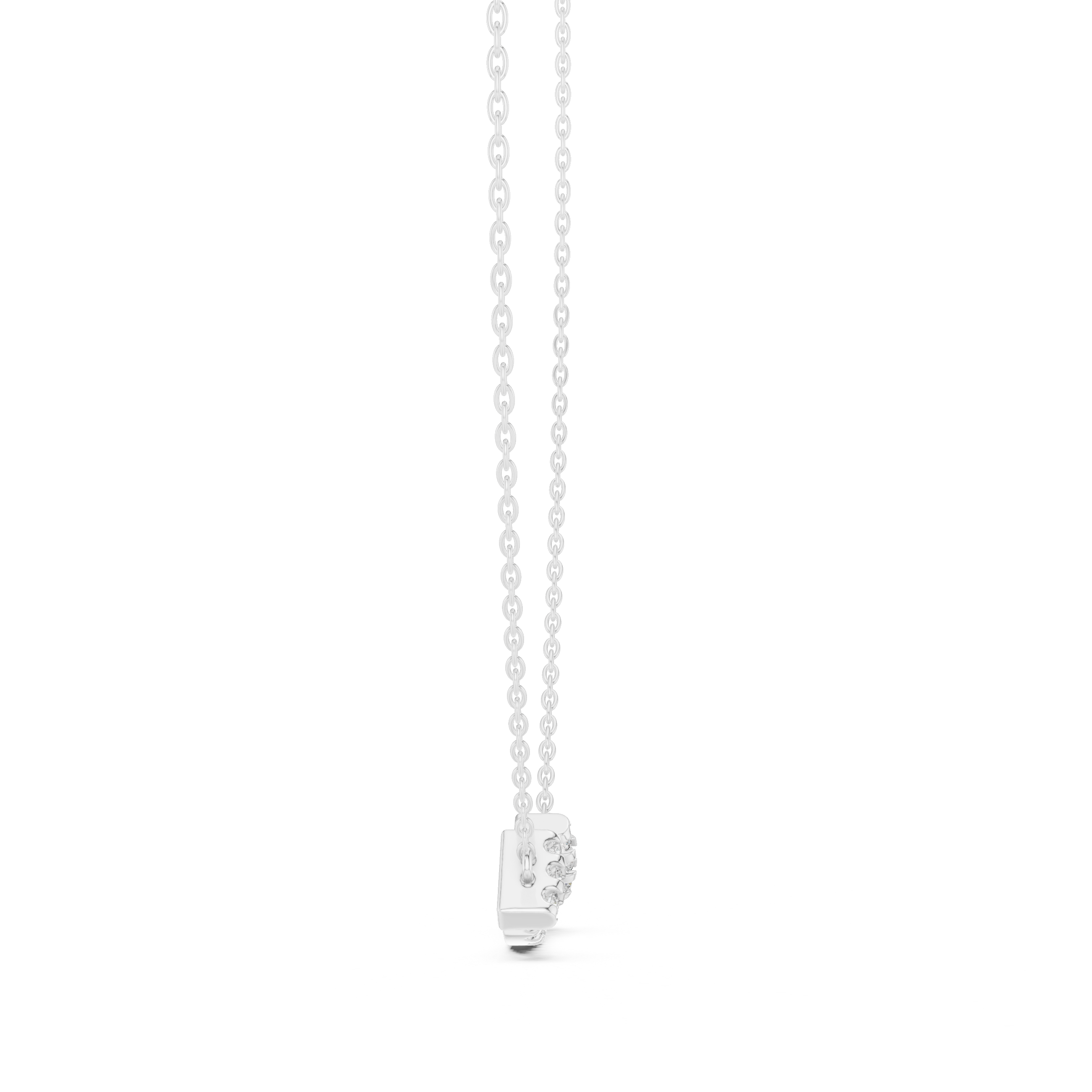 Curved Diamond Bar Necklace with Side Cluster Accents
