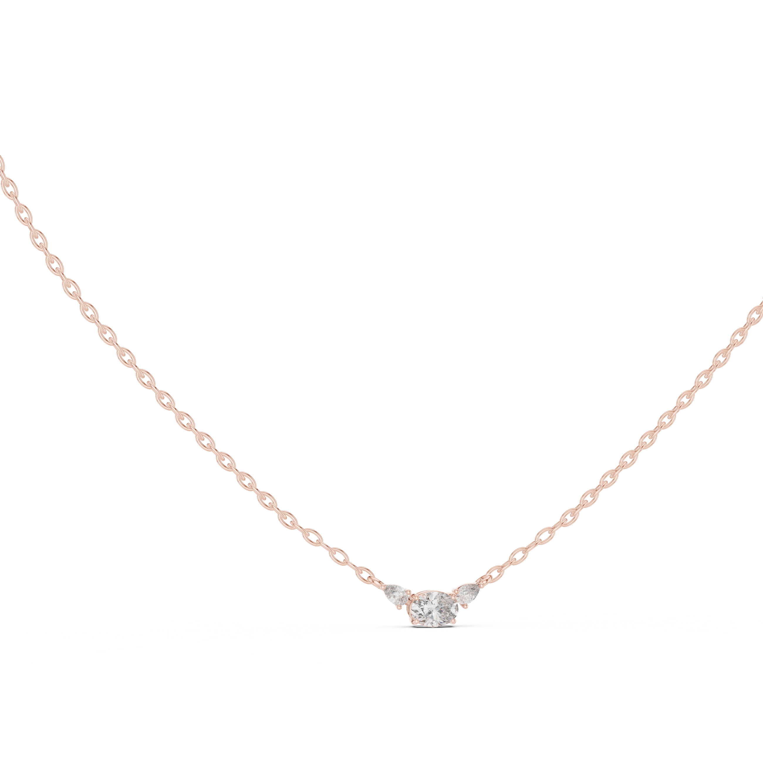 Three-Stone Diamond Necklace with Pear Side Accents