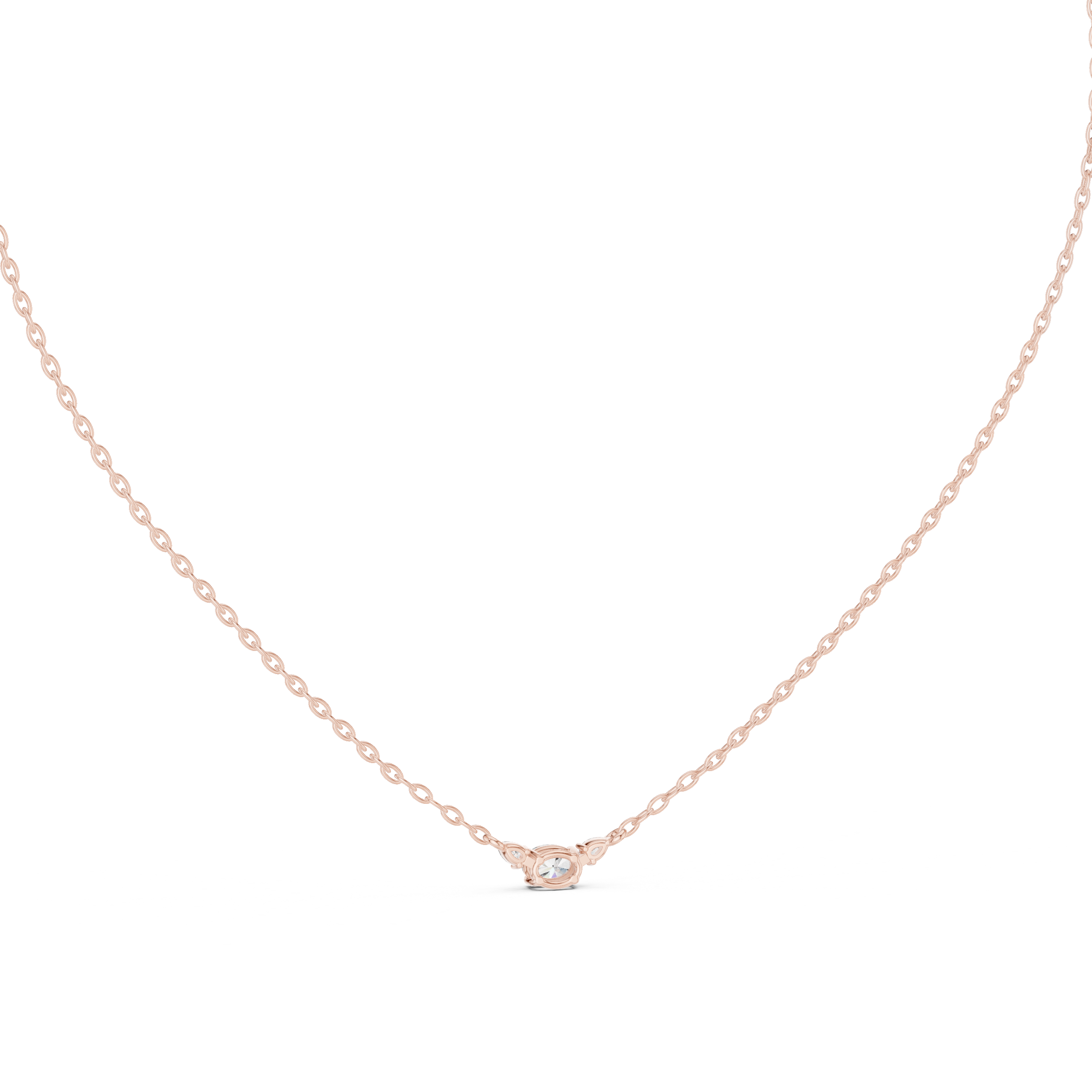 Three-Stone Diamond Necklace with Pear Side Accents