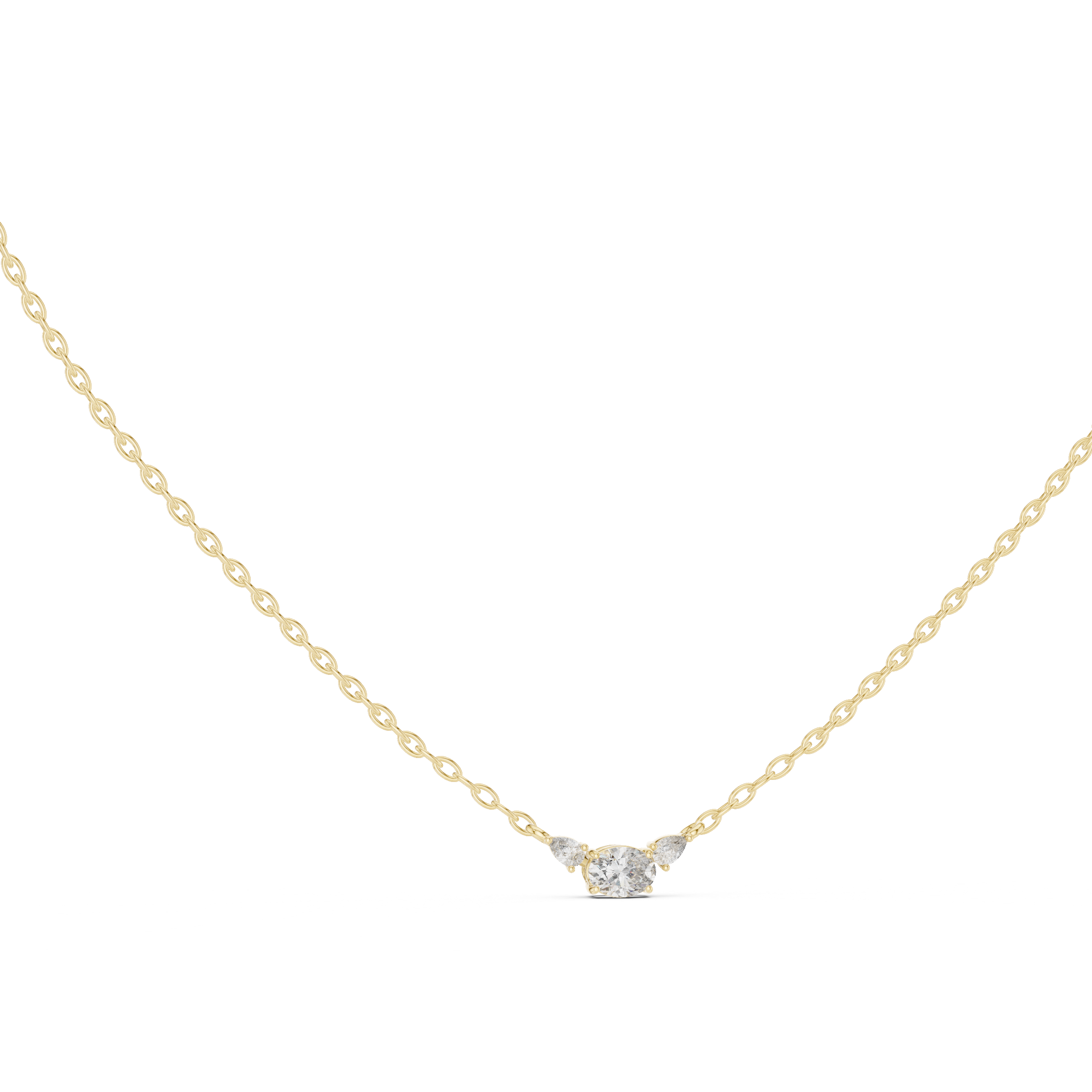 Three-Stone Diamond Necklace with Pear Side Accents