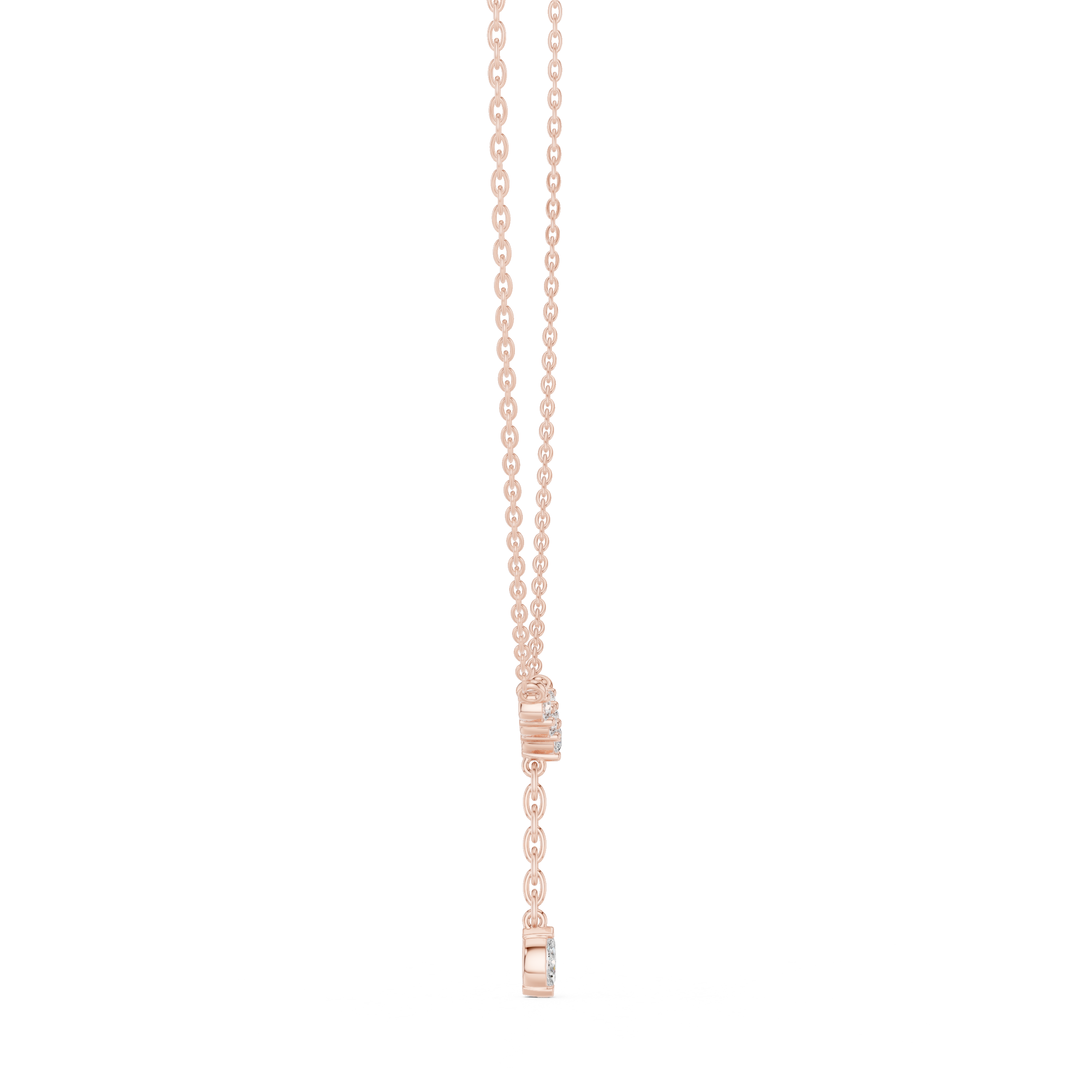Diamond Cluster Y Necklace with Marquise Drop Accent