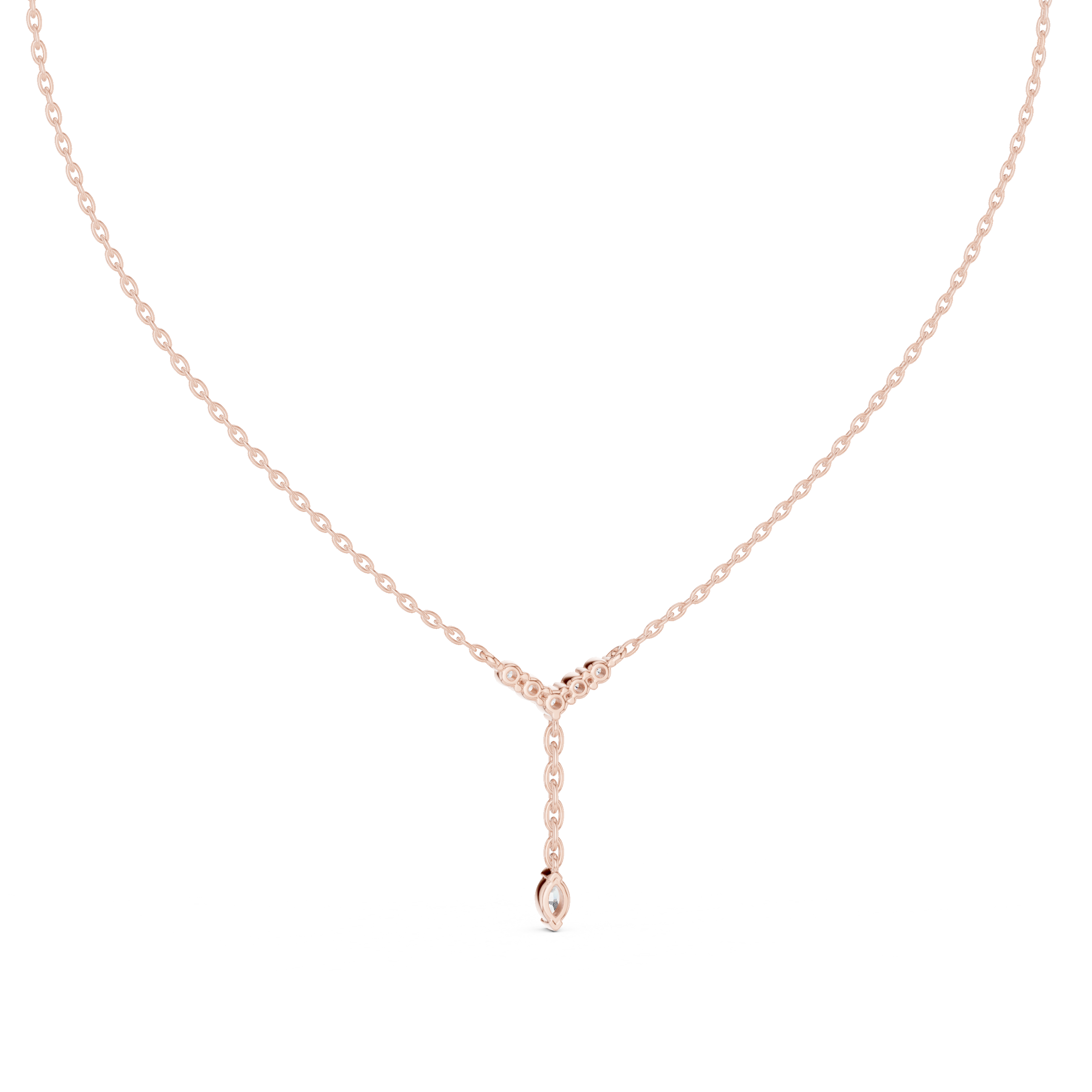 Diamond Cluster Y Necklace with Marquise Drop Accent