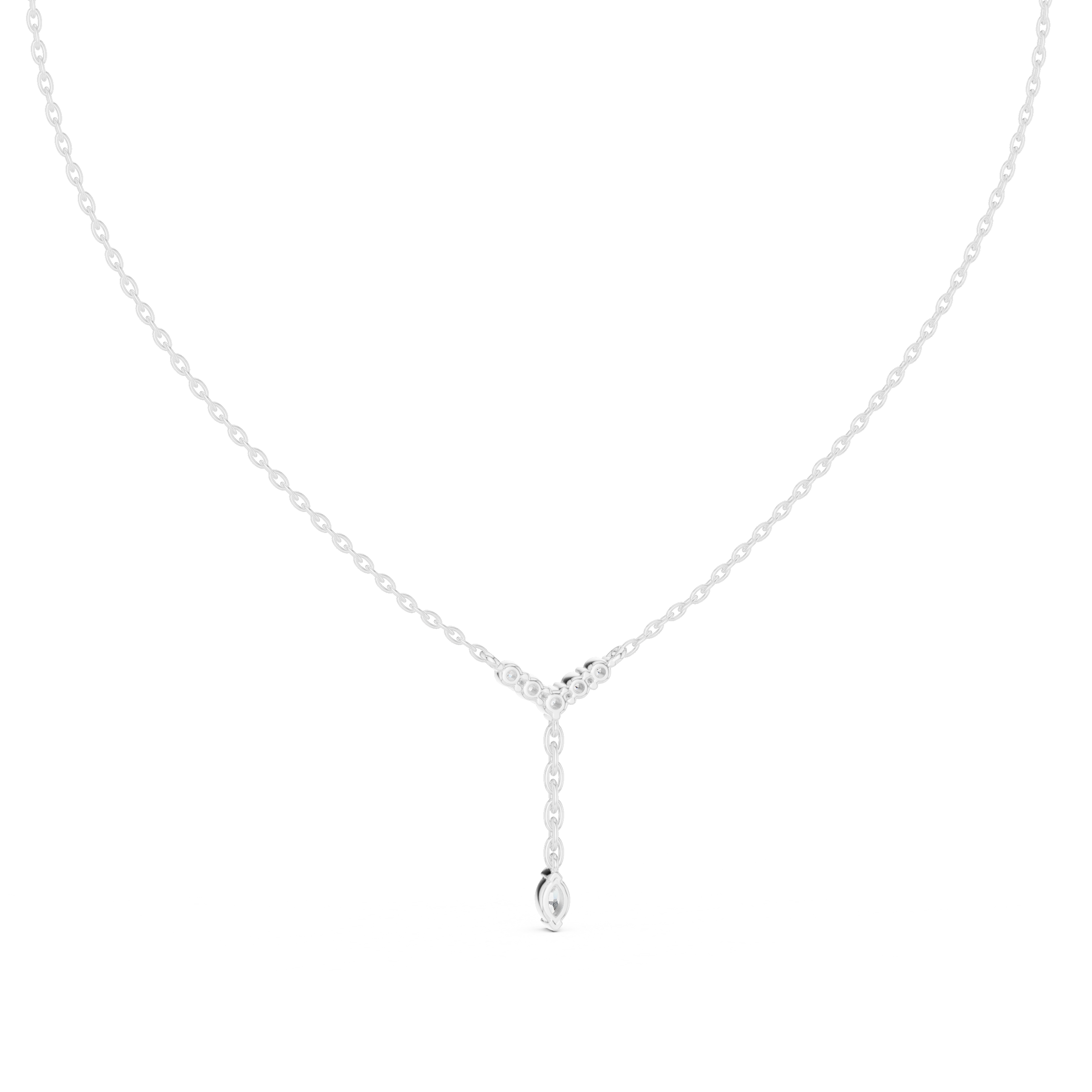 Diamond Cluster Y Necklace with Marquise Drop Accent