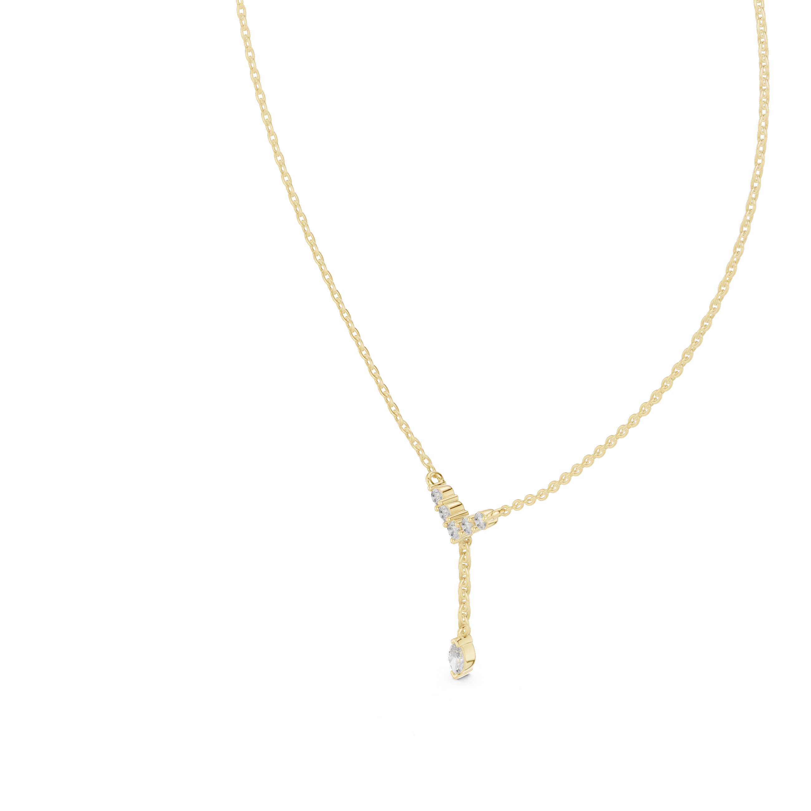 Diamond Cluster Y Necklace with Marquise Drop Accent