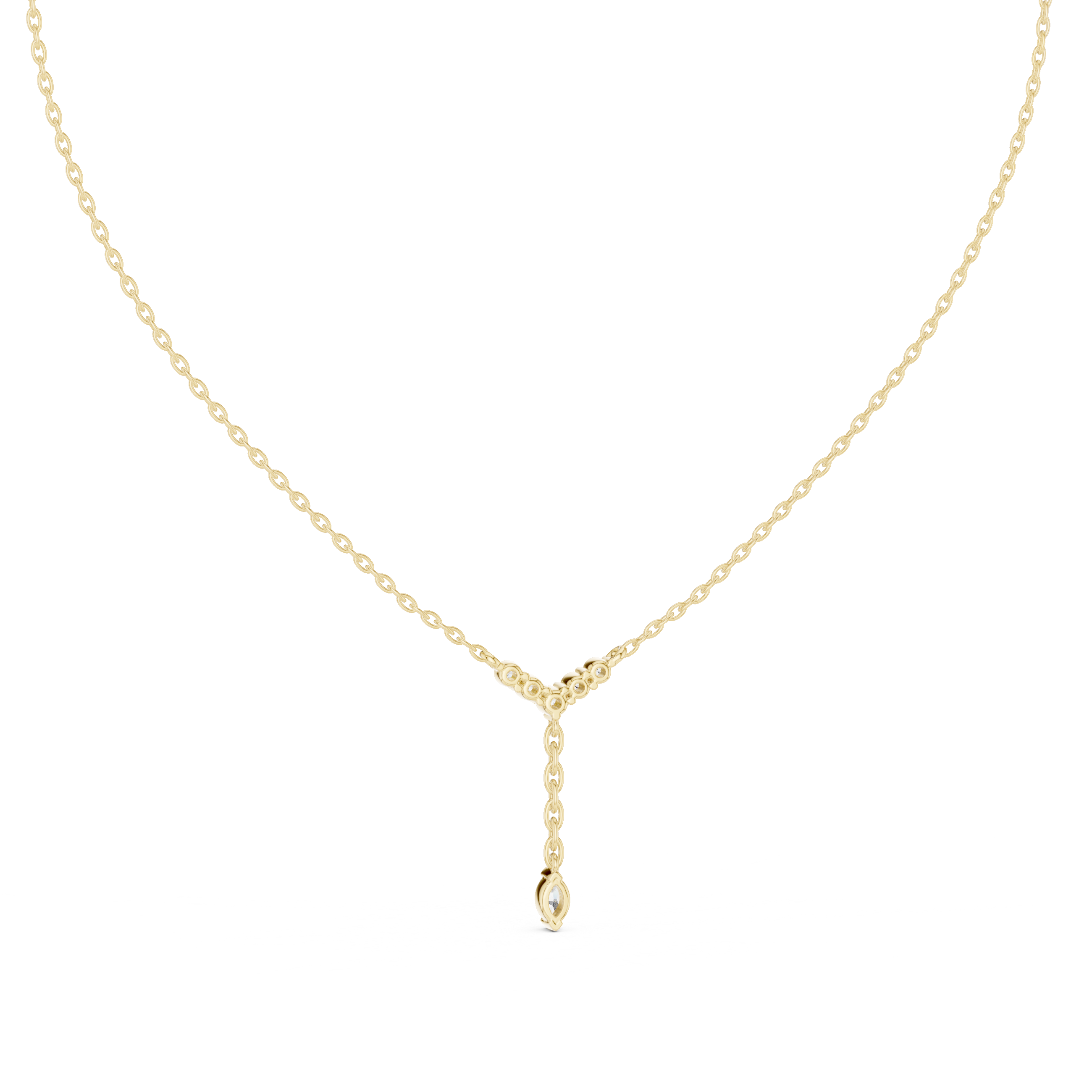 Diamond Cluster Y Necklace with Marquise Drop Accent
