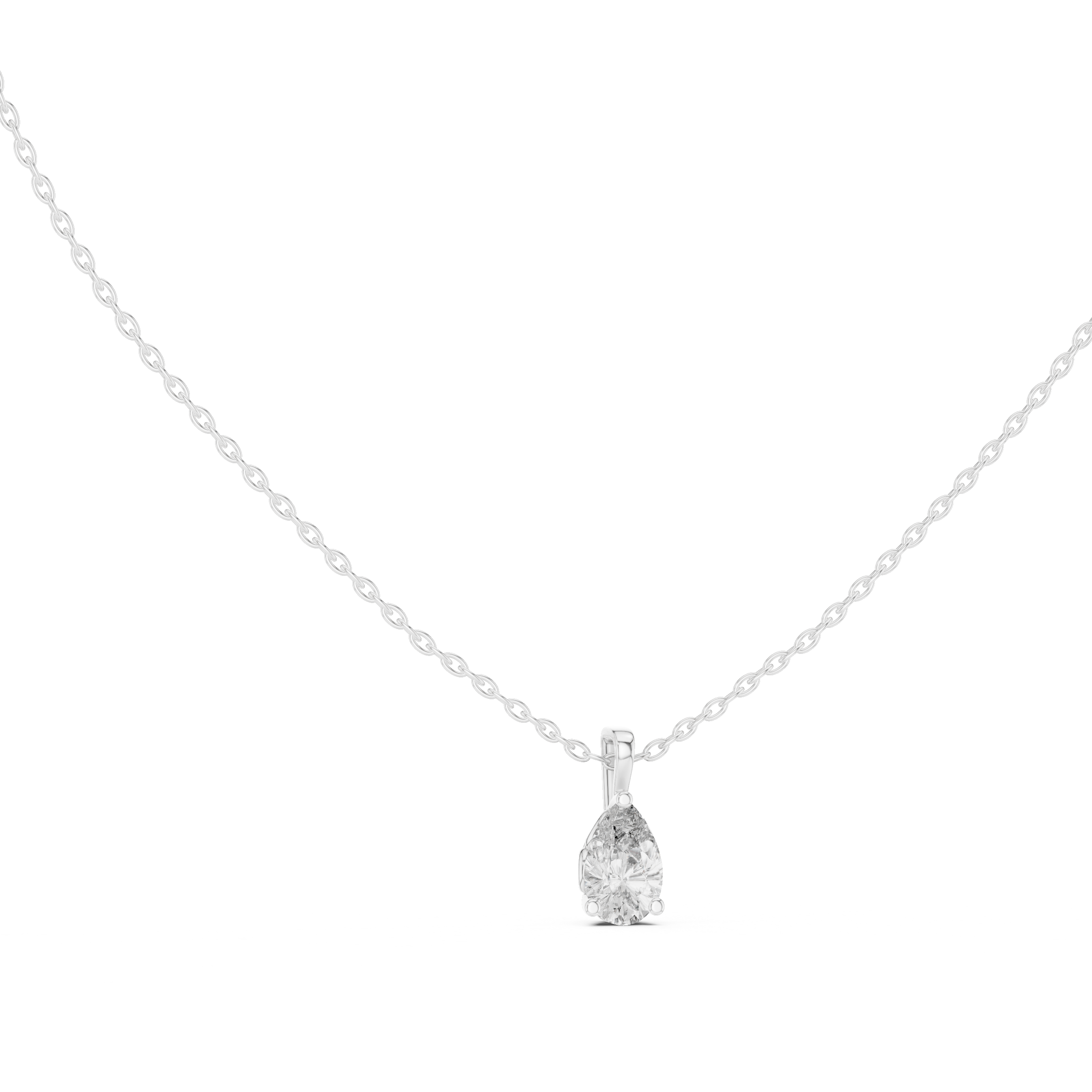 Pear Cut Solitaire Pendant Necklace in Minimal Prong Setting