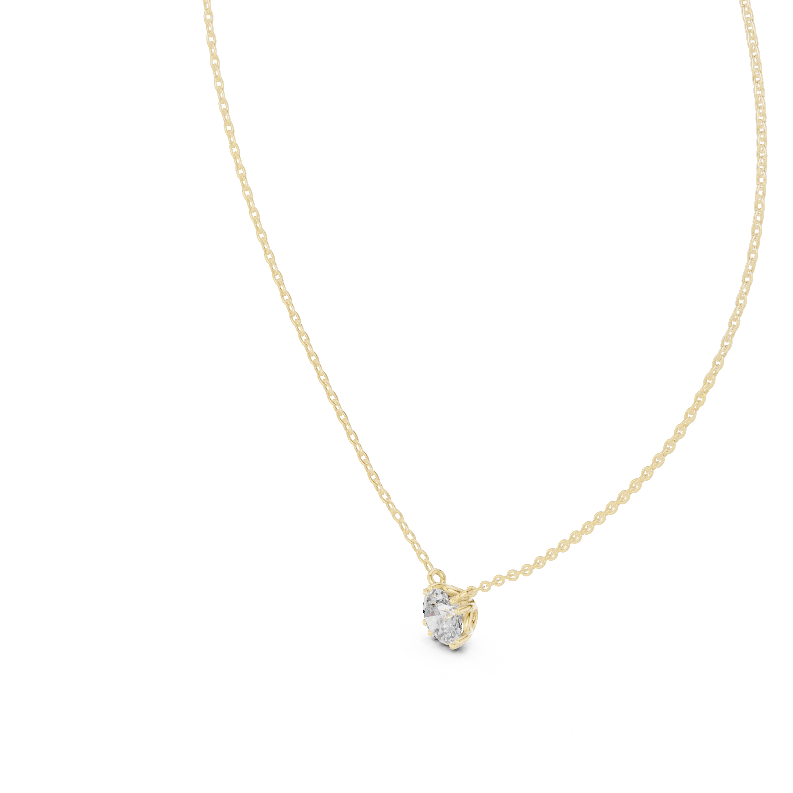 Round Cut Diamond Solitaire Pendant Necklace (Classic Multi-Prong Setting)