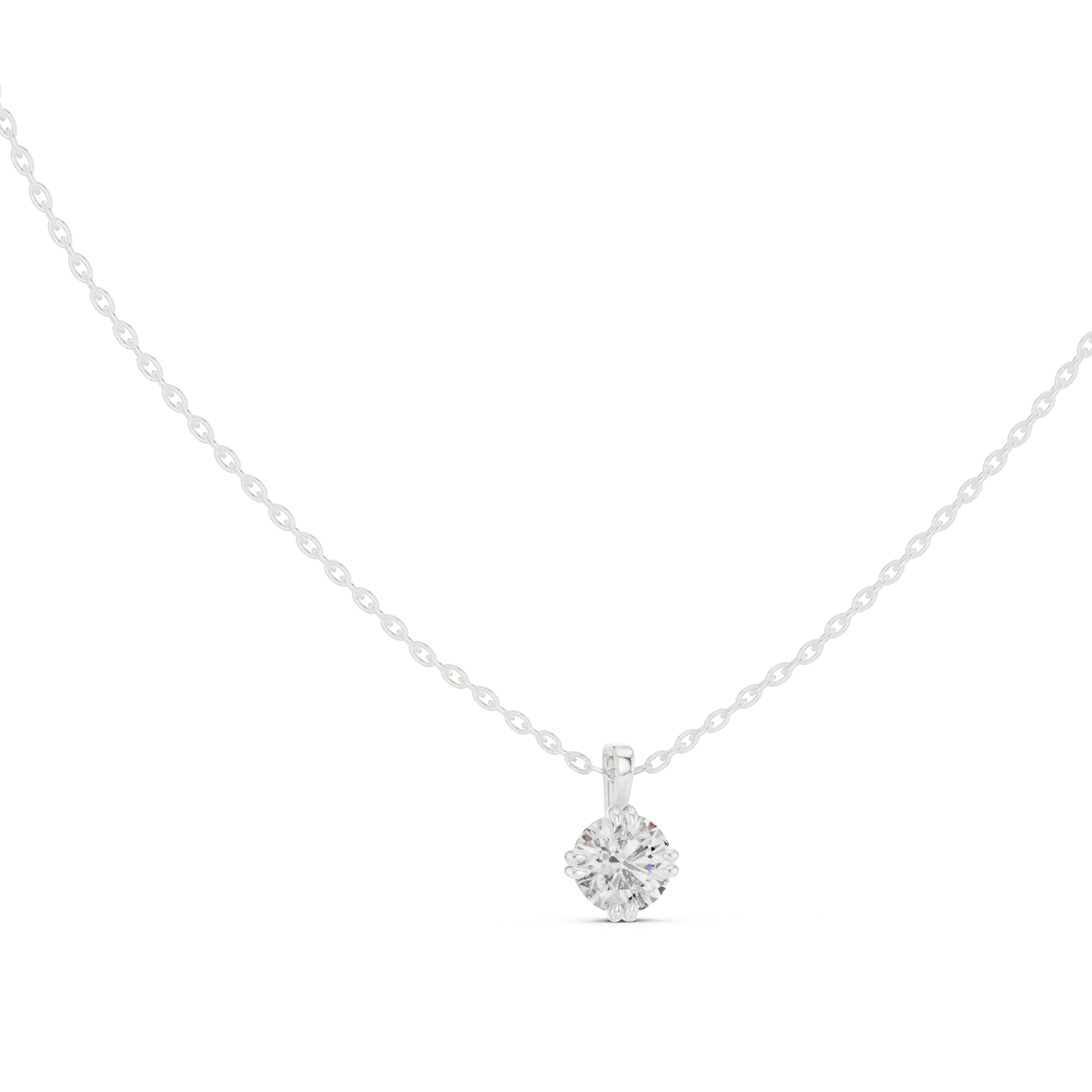 Round Cut Solitaire Pendant Necklace in Classic Six Prong Setting