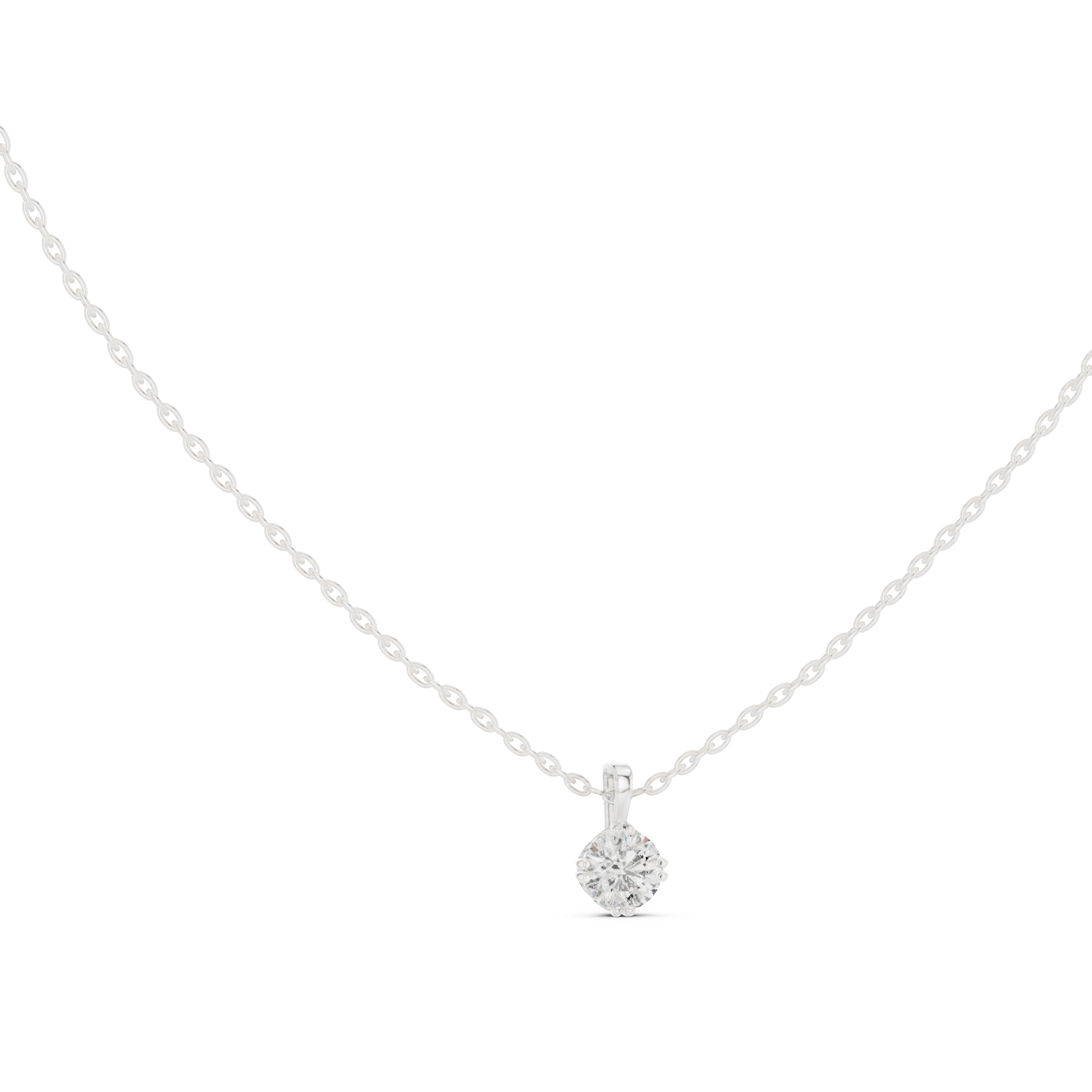 Petite Round Solitaire Pendant Necklace in Minimal Prong Setting