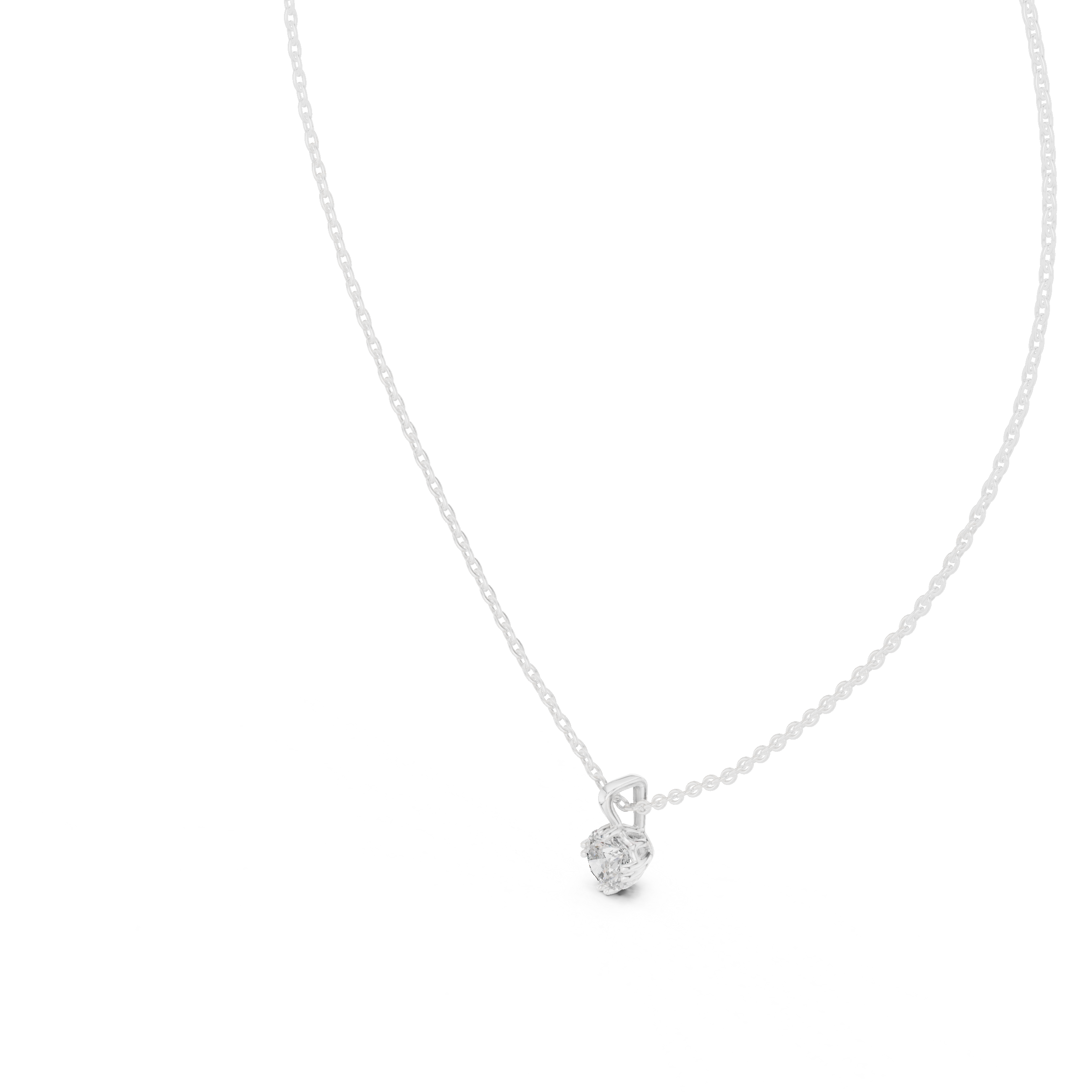 Petite Round Solitaire Pendant Necklace in Minimal Prong Setting