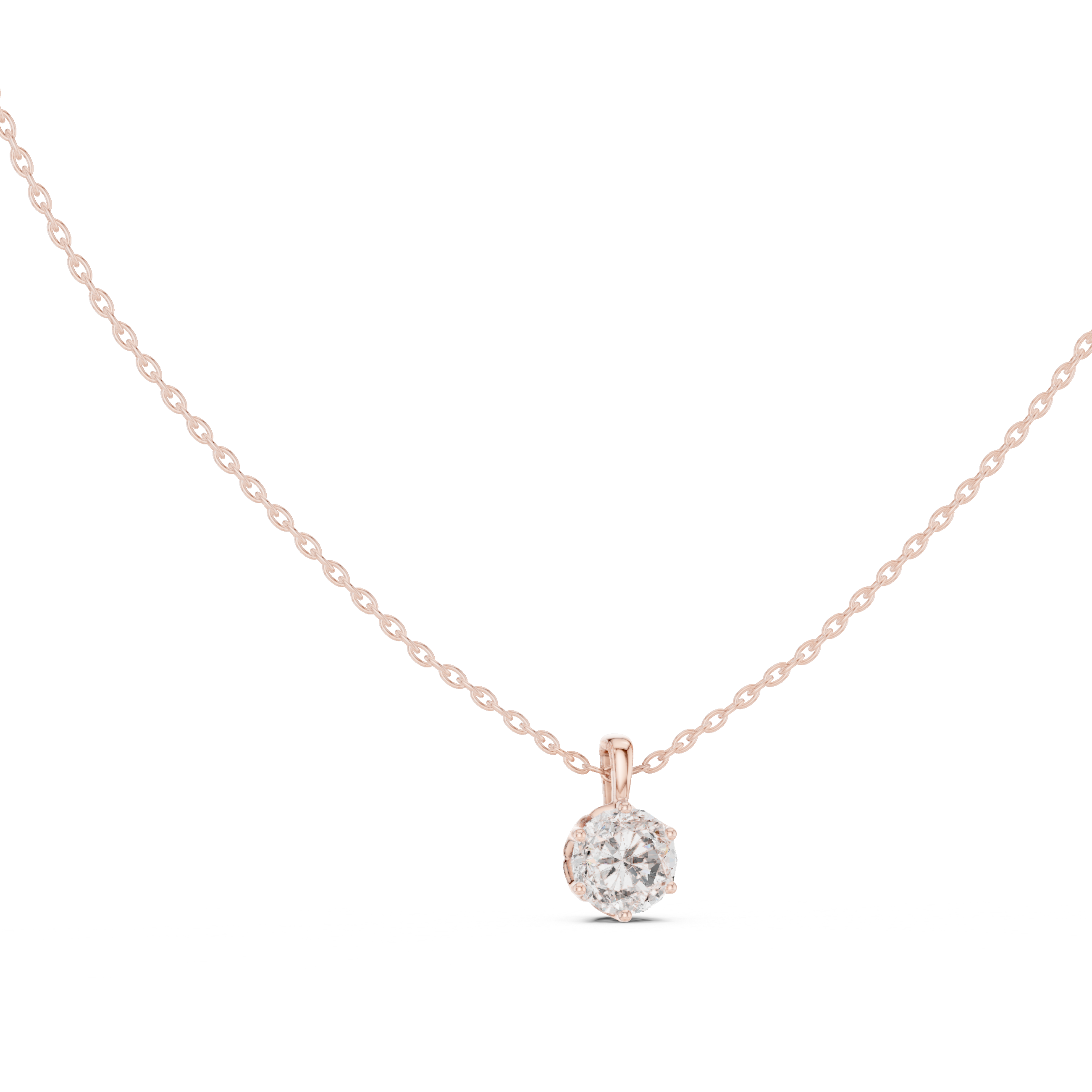 Classic Round Solitaire Pendant Necklace with Elevated Basket Setting