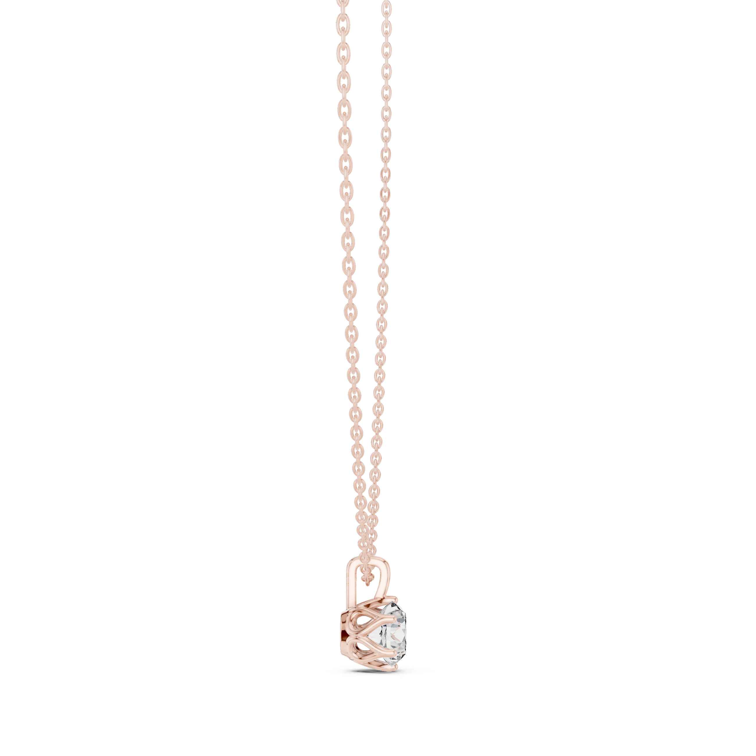 Classic Round Solitaire Pendant Necklace with Elevated Basket Setting