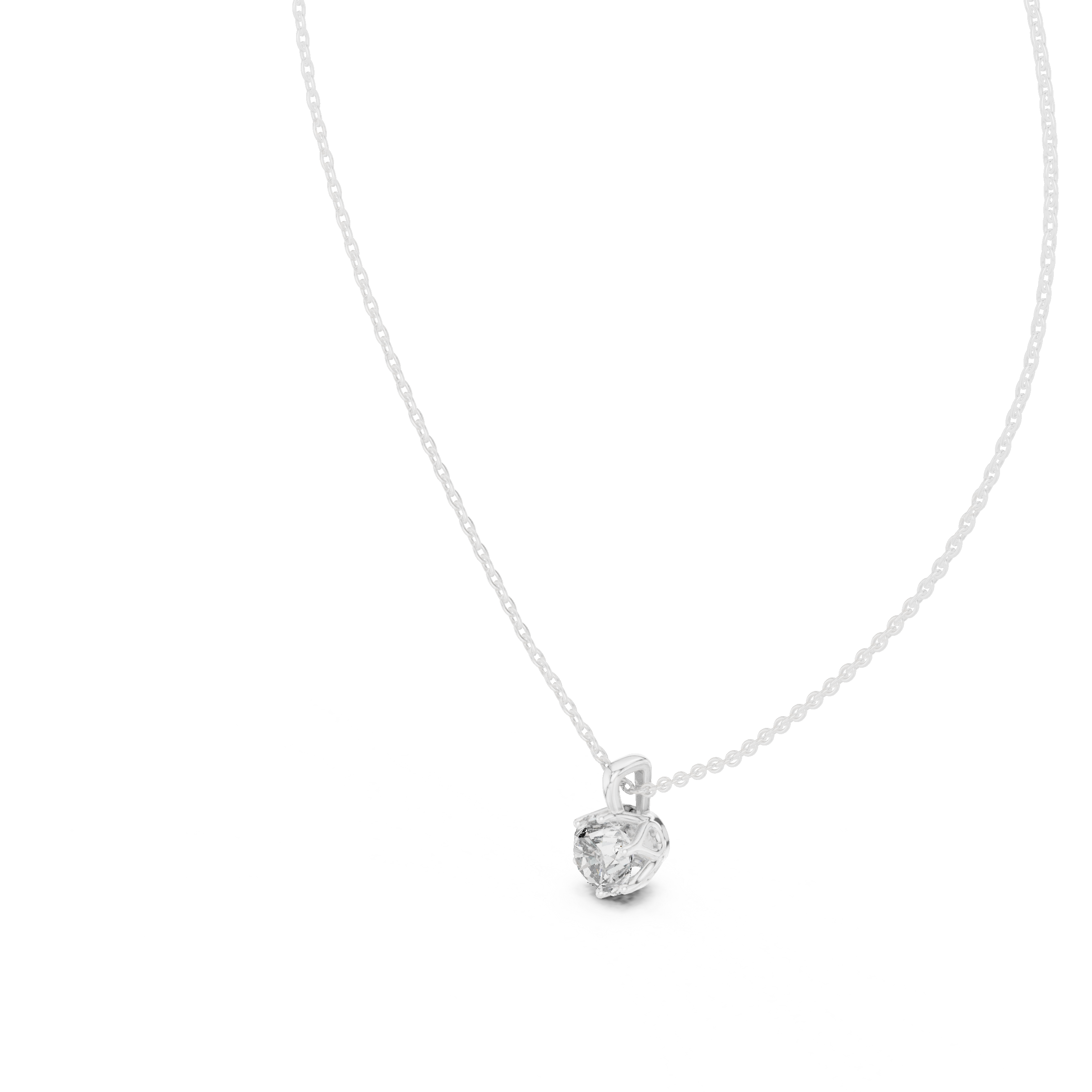 Classic Round Solitaire Pendant Necklace with Elevated Basket Setting