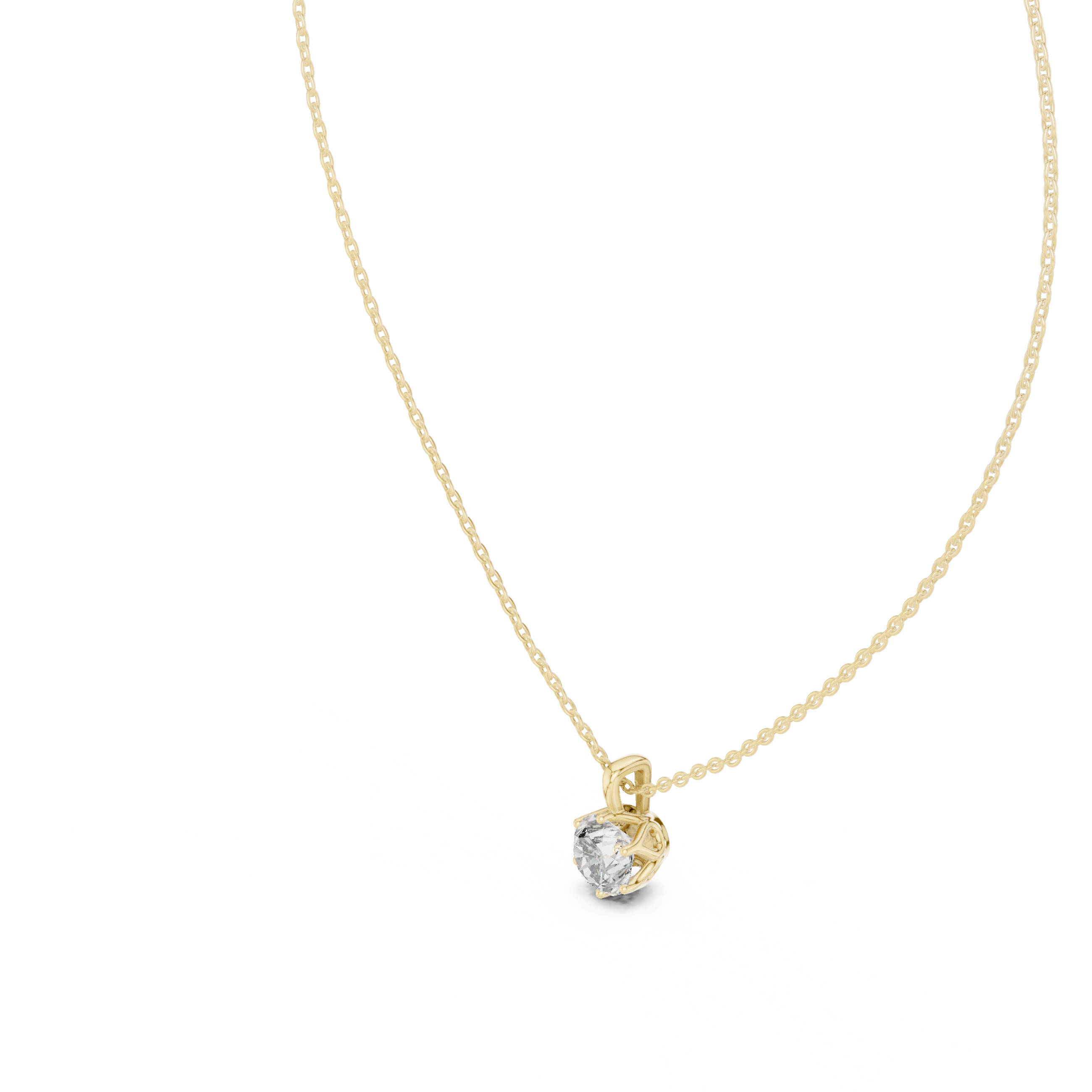 Classic Round Solitaire Pendant Necklace with Elevated Basket Setting