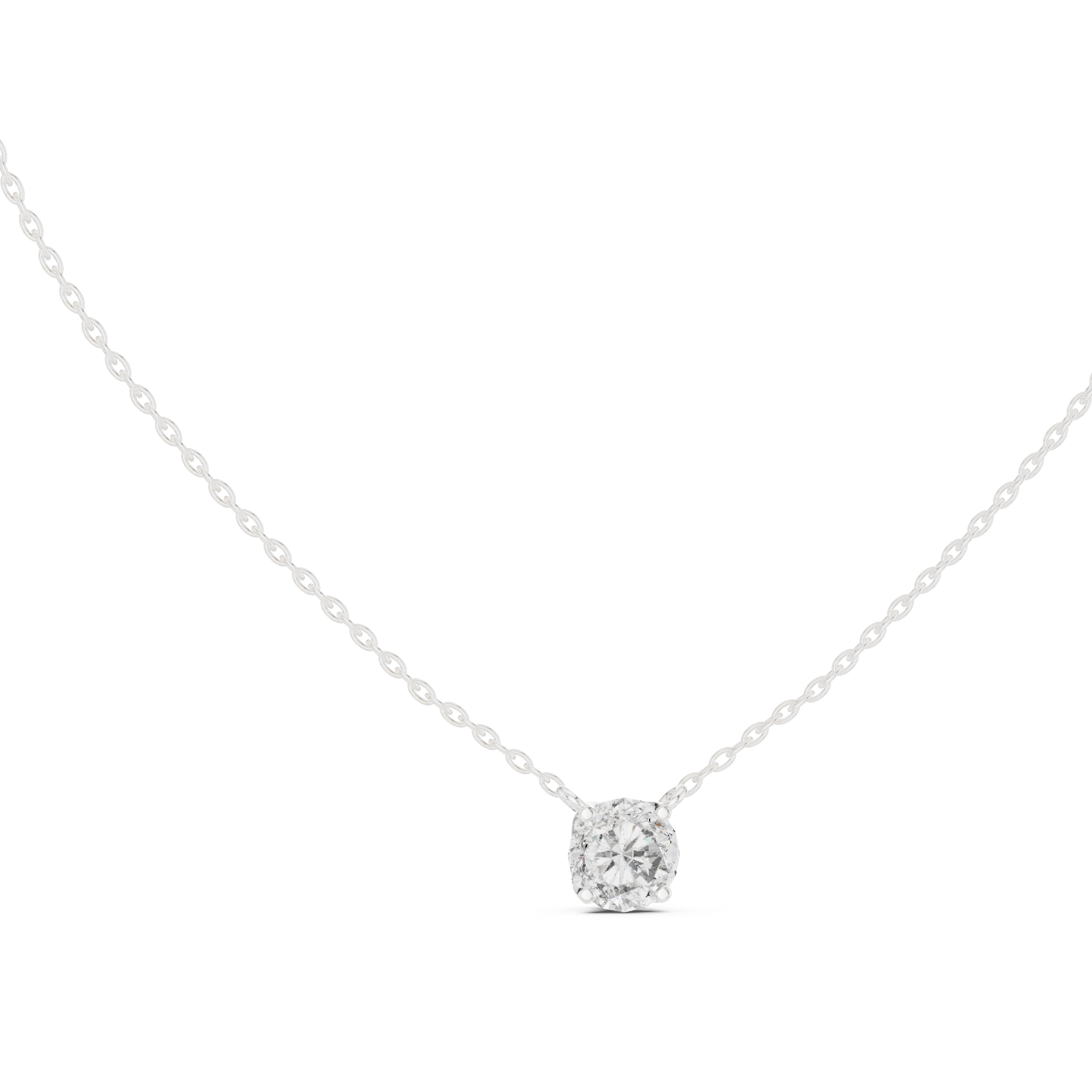 Minimalist Floating Round Solitaire Necklace with Integrated Setting
