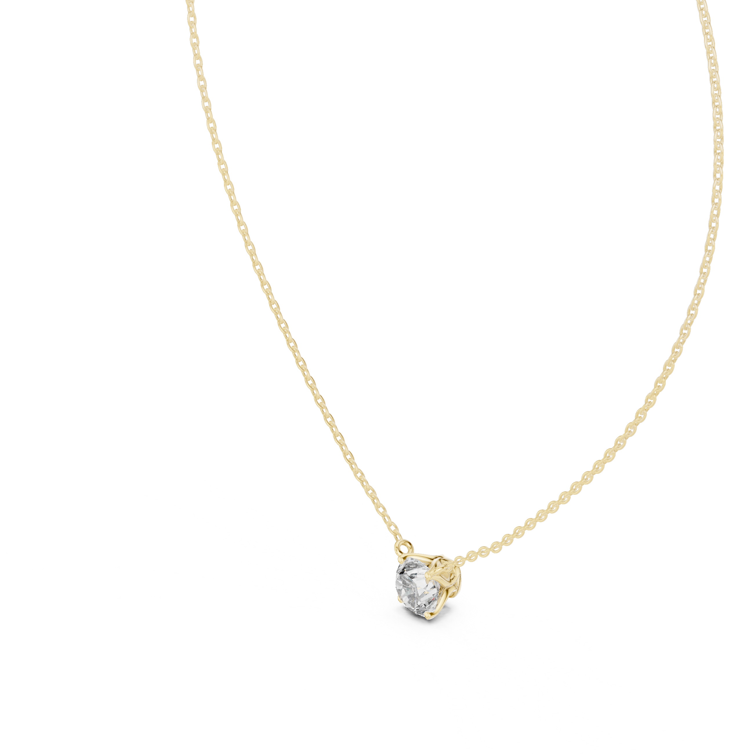 Minimalist Floating Round Solitaire Necklace with Integrated Setting