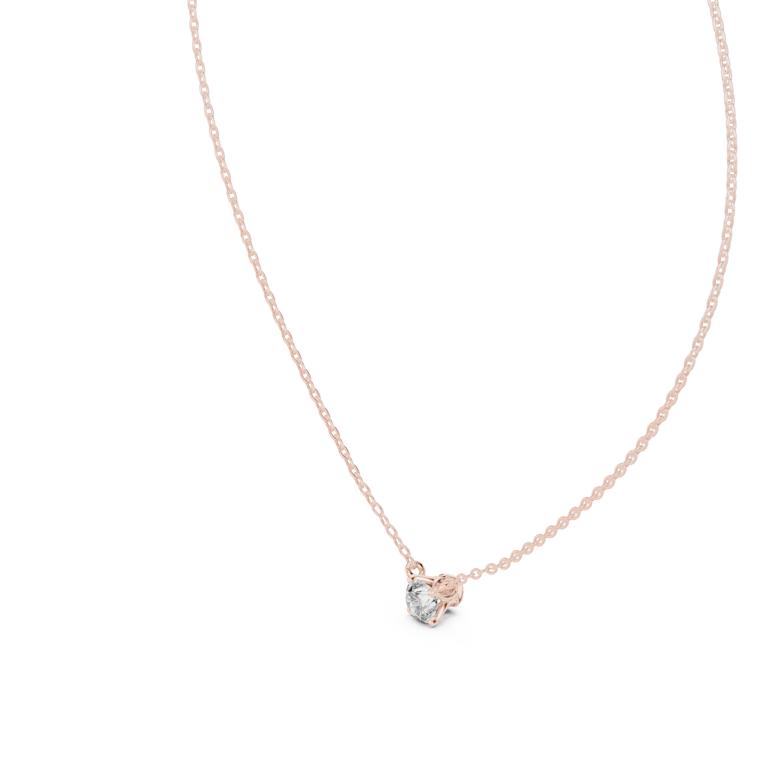 Minimal Floating Round Solitaire Necklace in Petite Four-Prong Setting