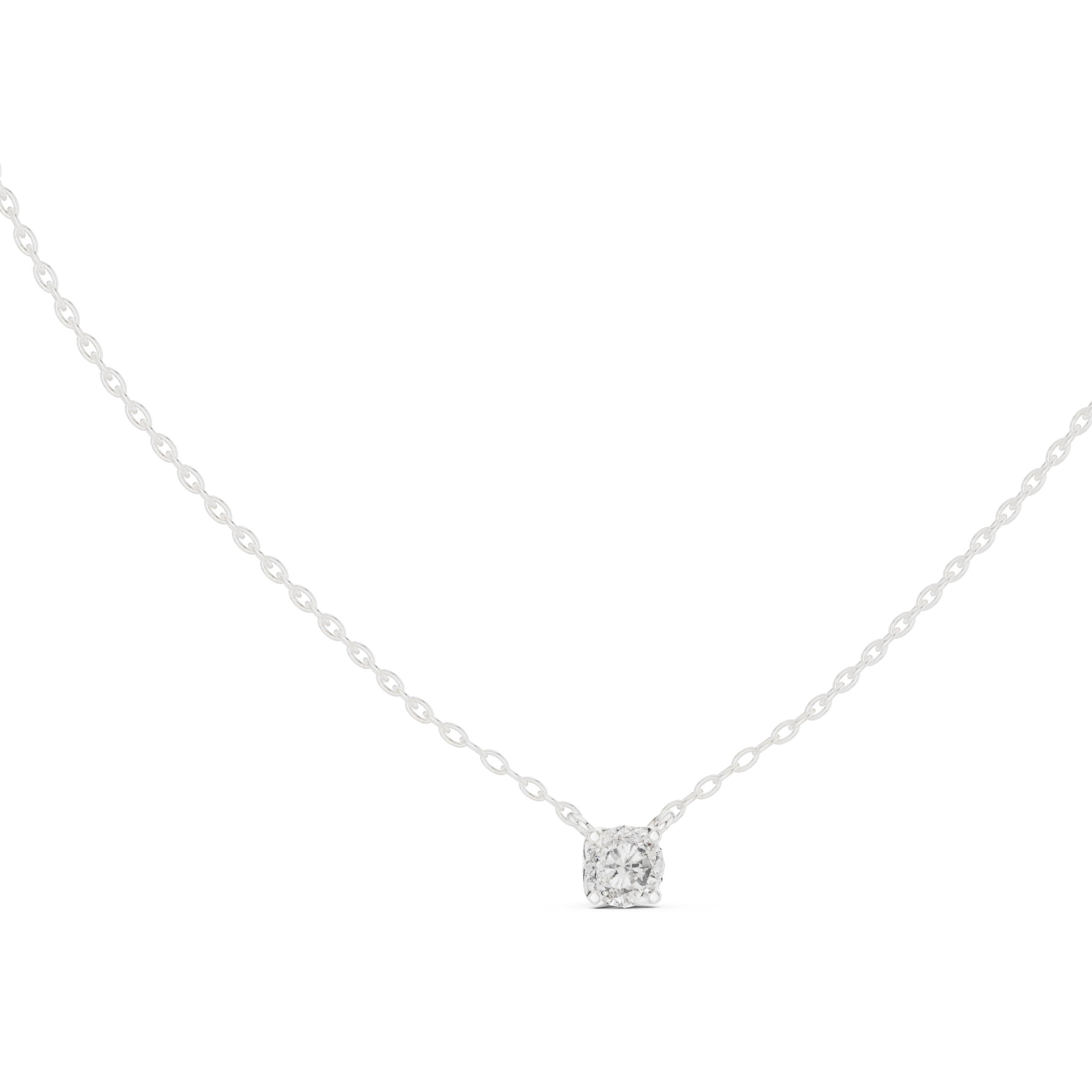 Minimal Floating Round Solitaire Necklace in Petite Four-Prong Setting