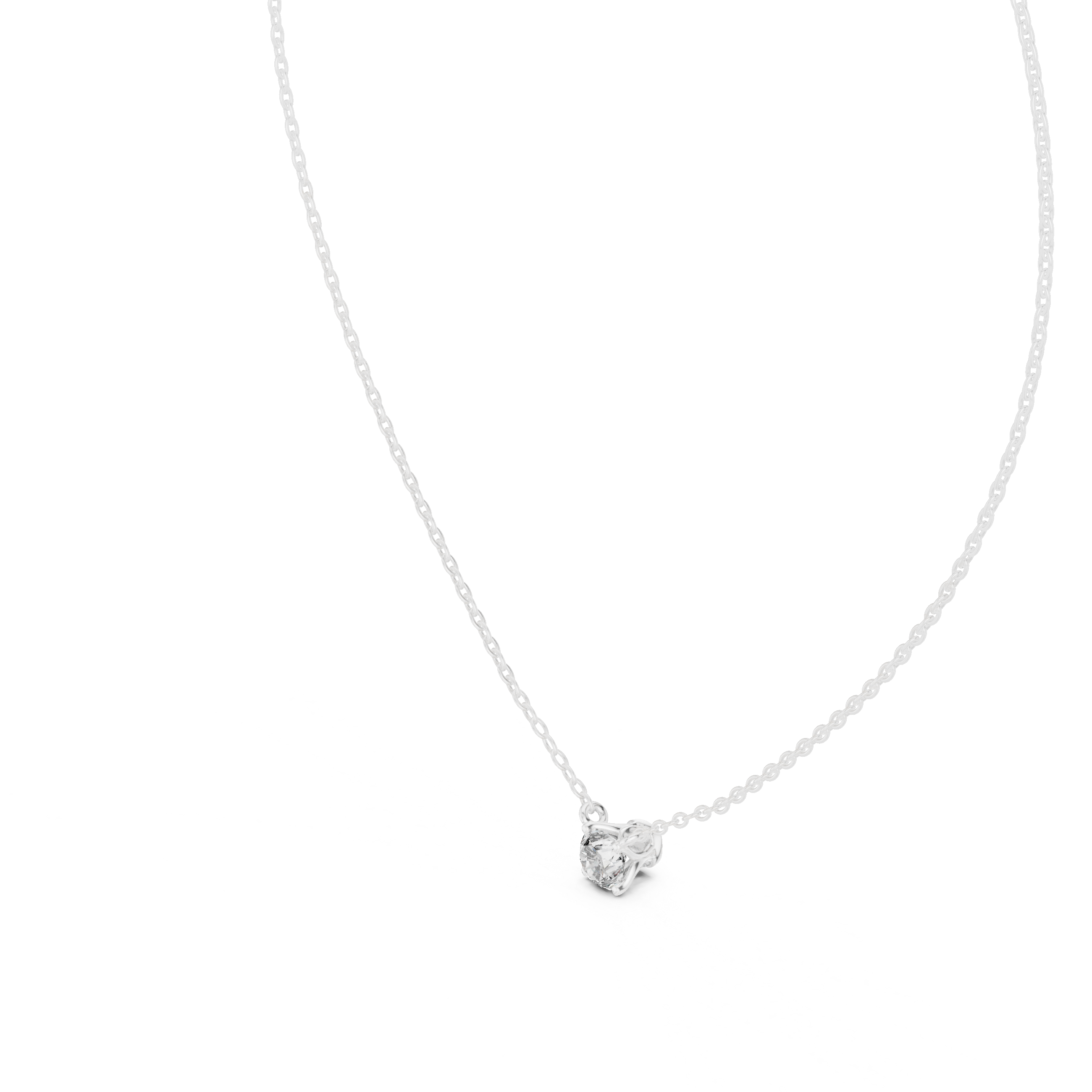 Minimal Floating Round Solitaire Necklace in Petite Four-Prong Setting