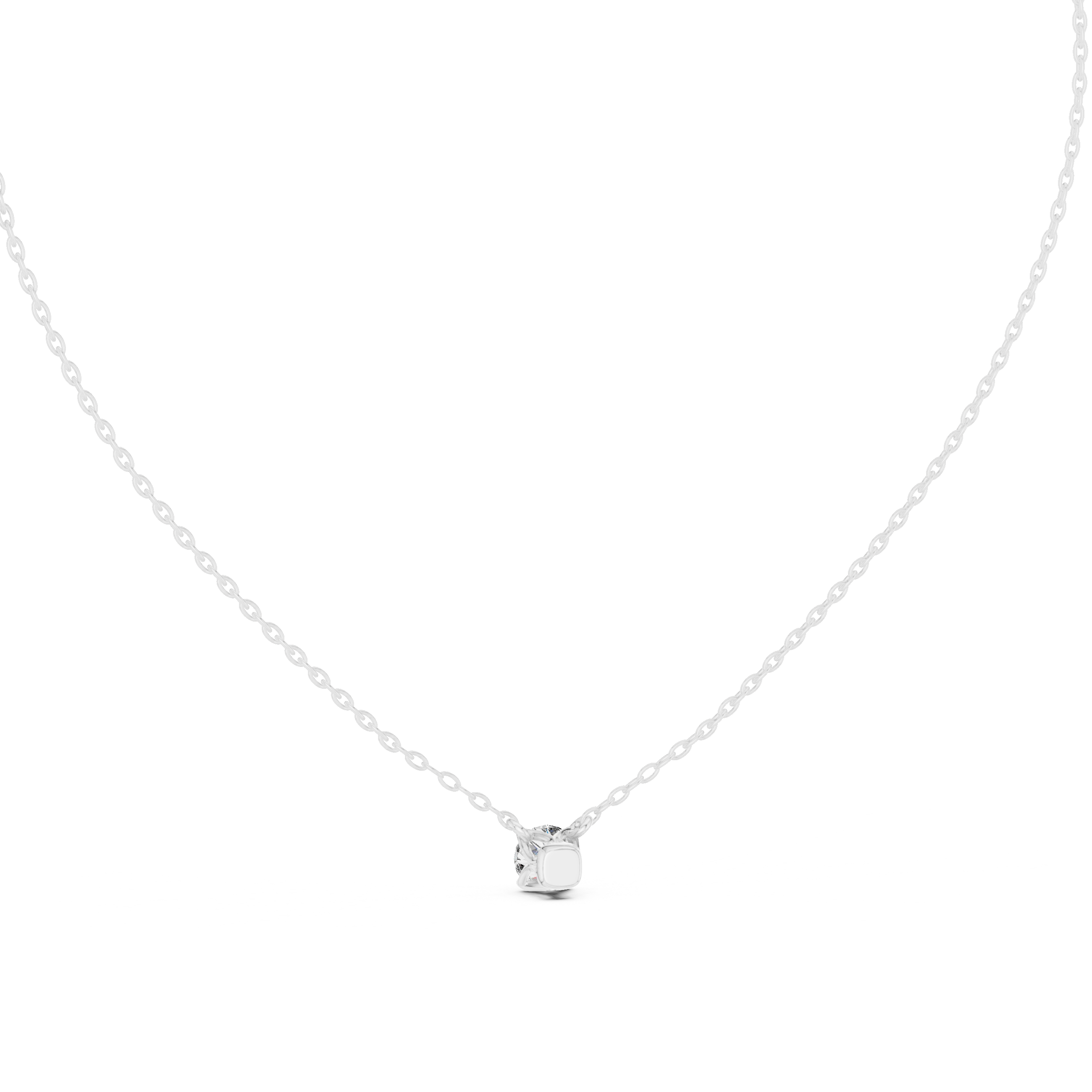 Minimal Floating Round Solitaire Necklace in Petite Four-Prong Setting