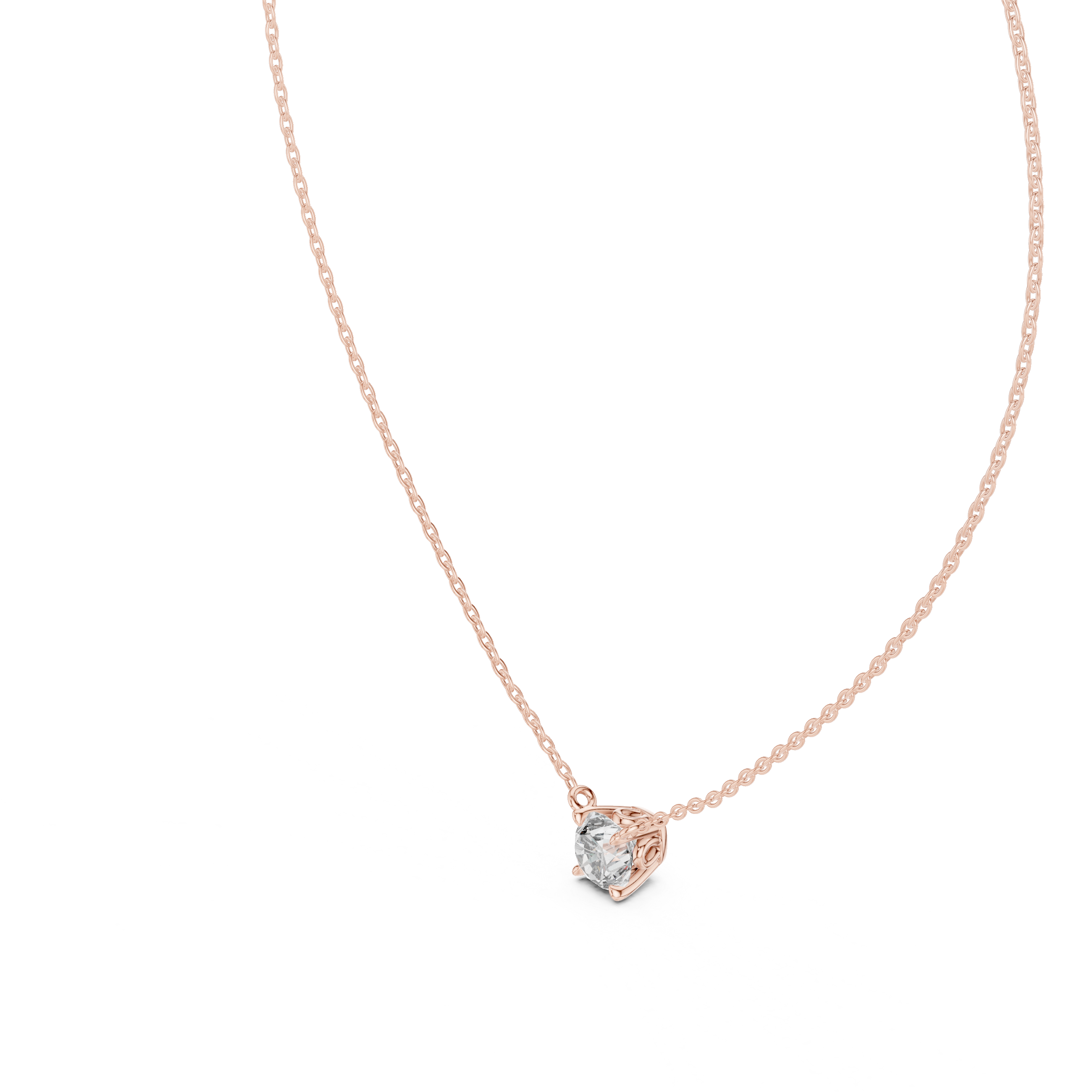 Classic Floating Round Solitaire Necklace in Elegant Four-Prong Basket Setting