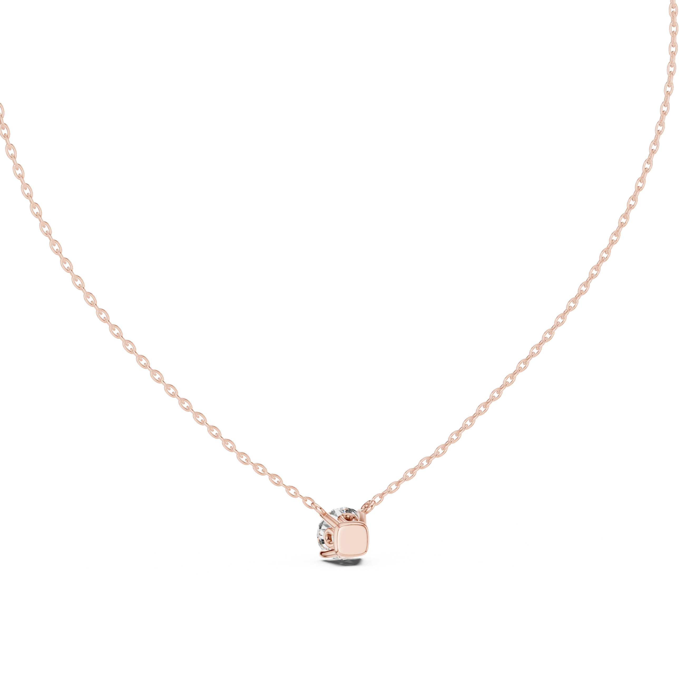 Classic Floating Round Solitaire Necklace in Elegant Four-Prong Basket Setting