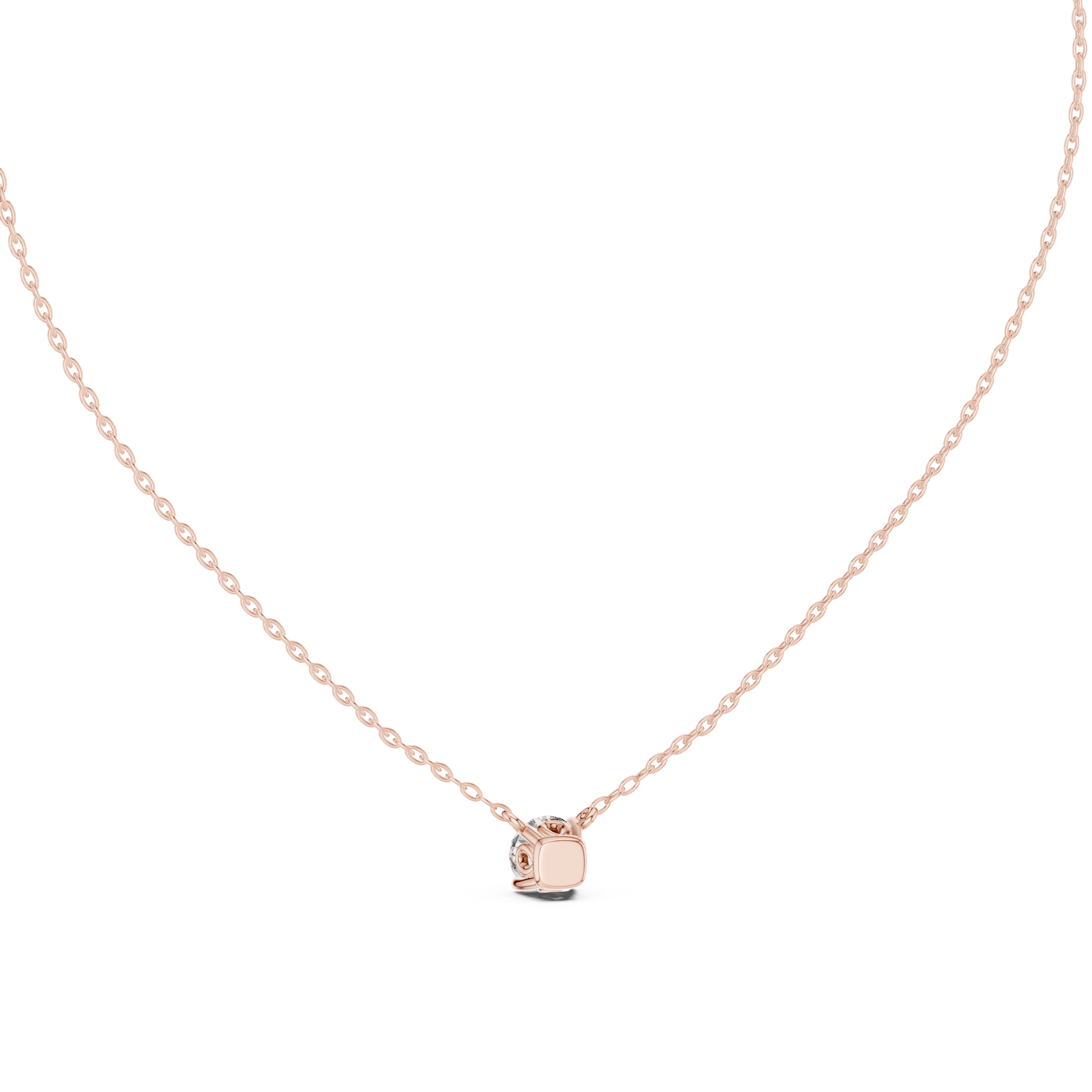 Petite Floating Round Solitaire Necklace in Minimal Four-Prong Setting