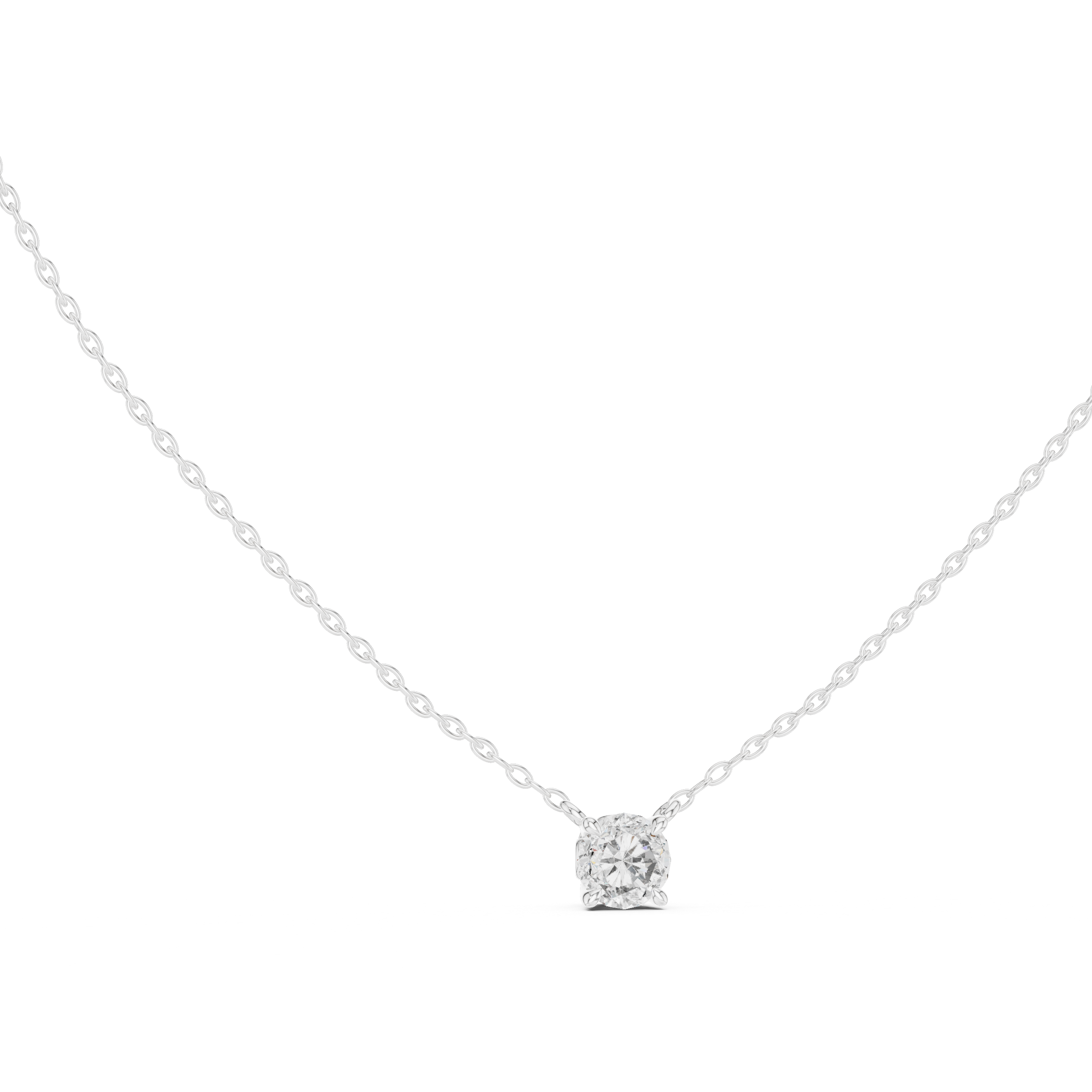 Petite Floating Round Solitaire Necklace in Minimal Four-Prong Setting