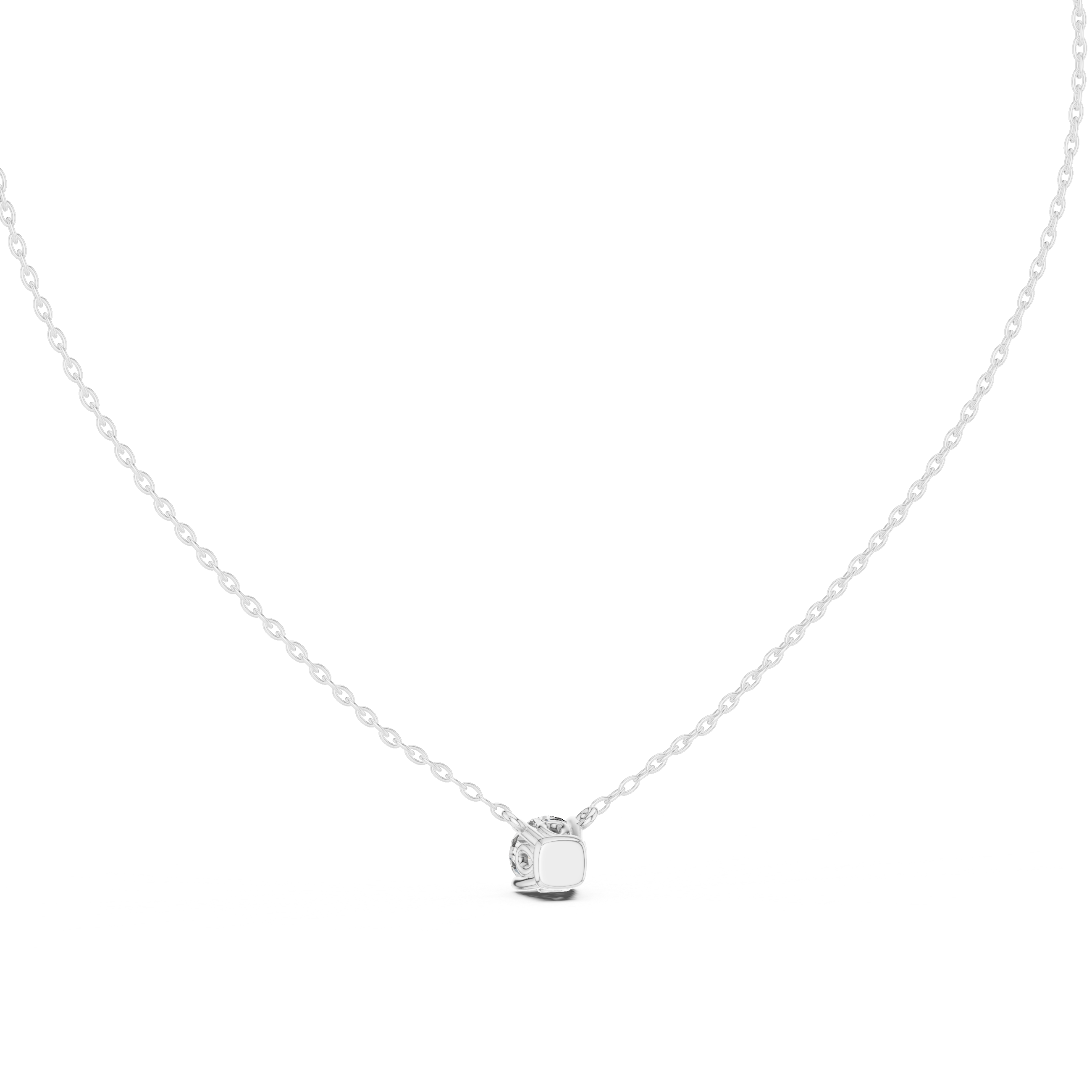 Petite Floating Round Solitaire Necklace in Minimal Four-Prong Setting
