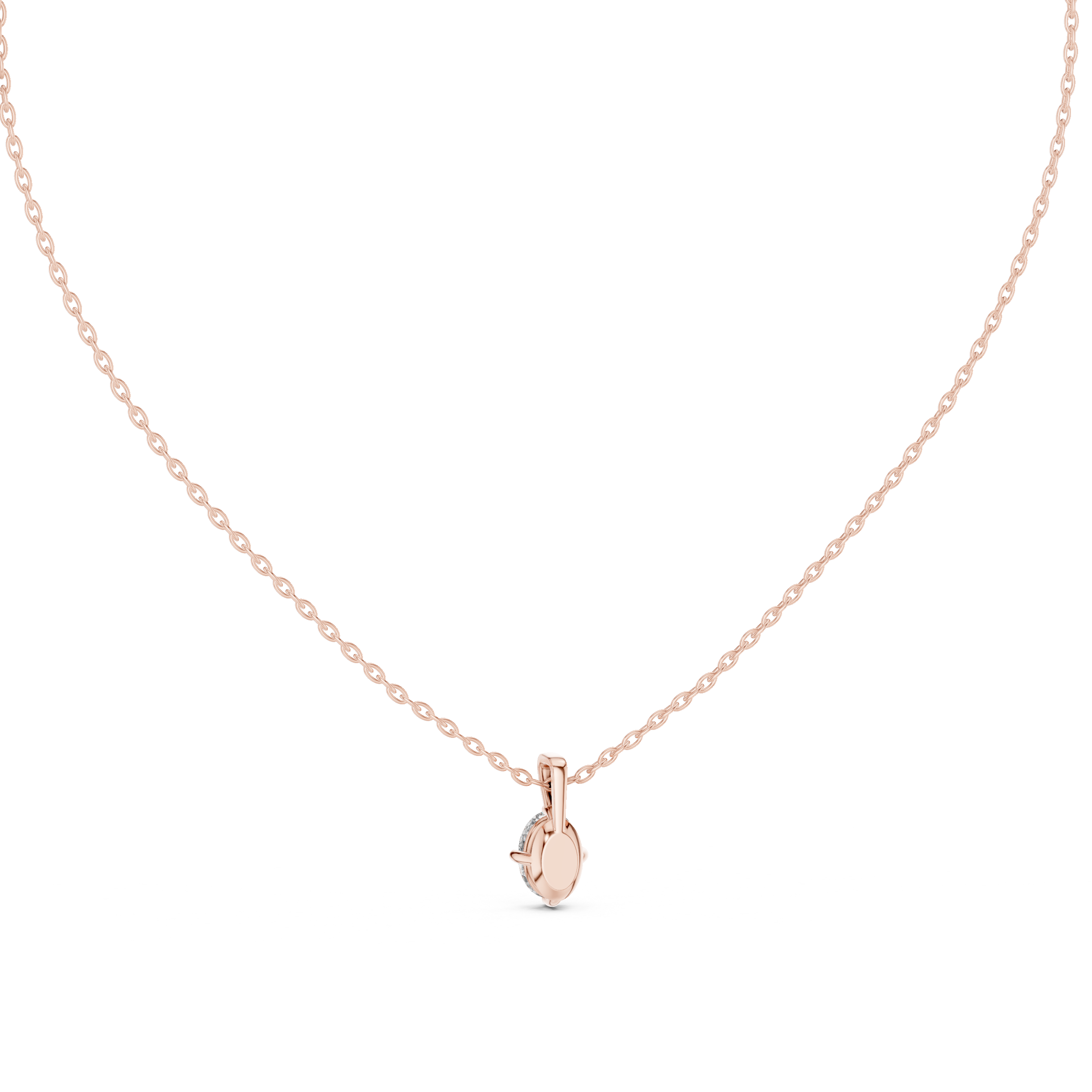 Minimal Oval Solitaire Pendant Necklace with Classic Four-Prong Setting
