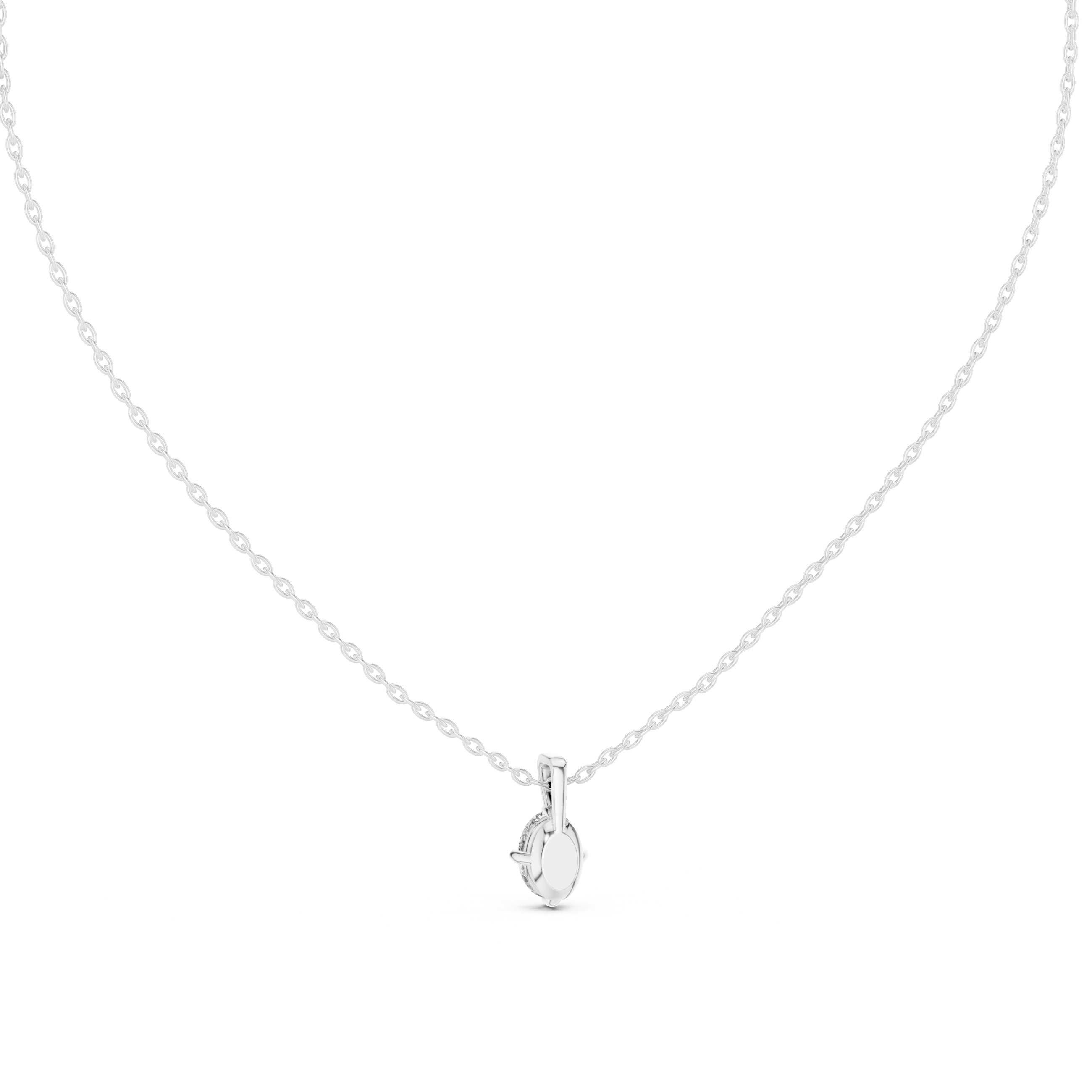 Minimal Oval Solitaire Pendant Necklace with Classic Four-Prong Setting