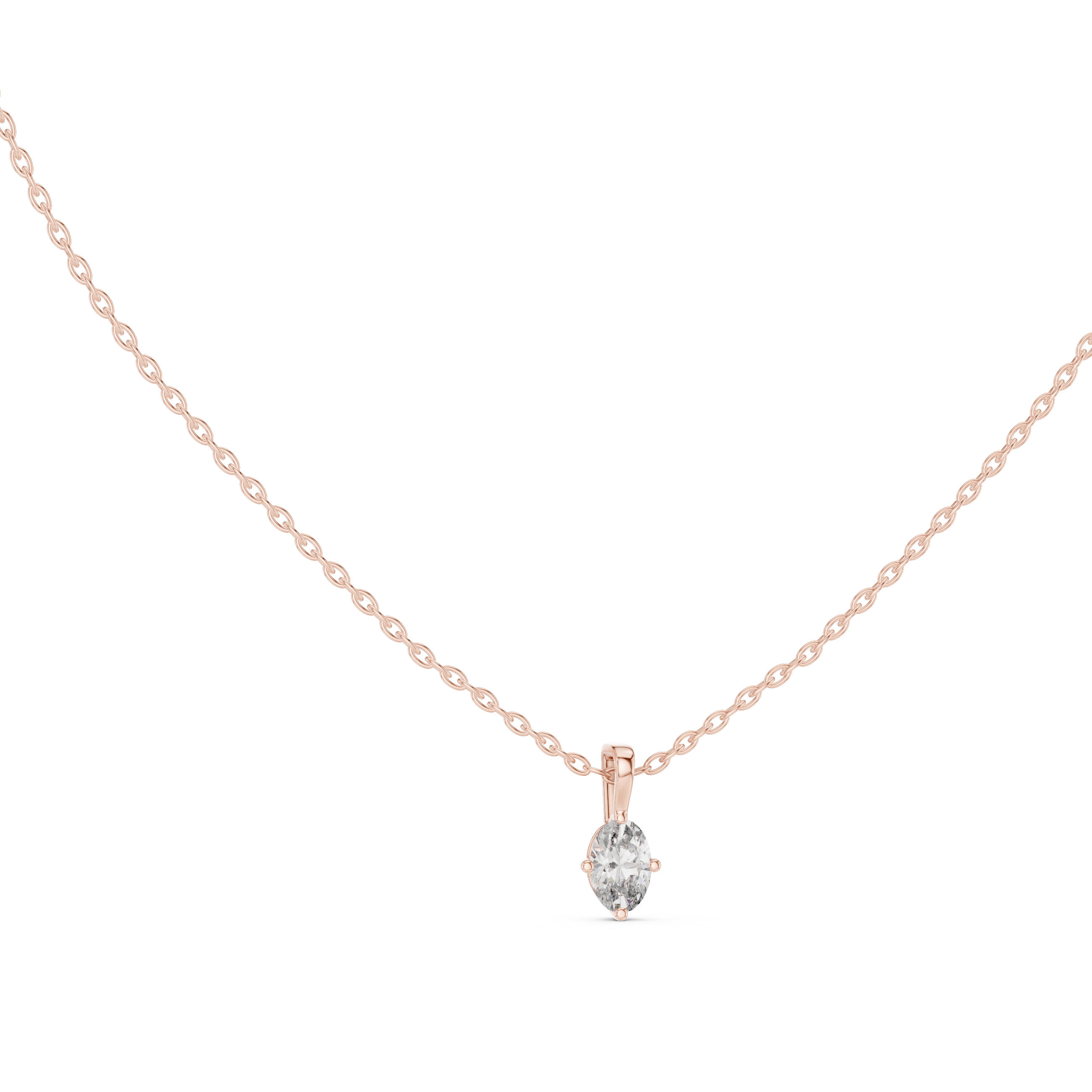 Oval Cut Diamond Solitaire Pendant Necklace (Classic Prong Setting)