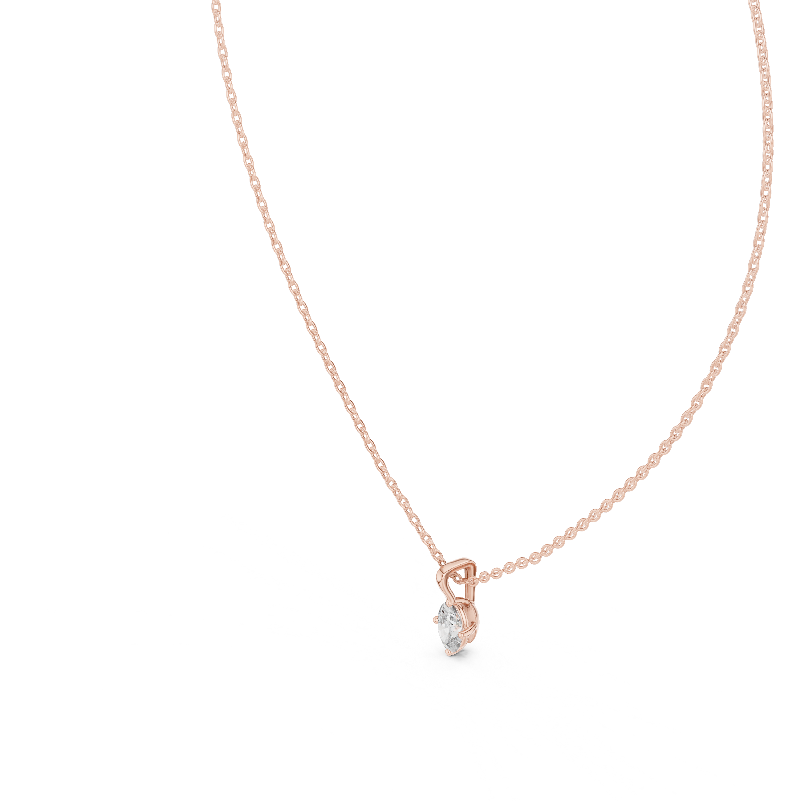 Oval Cut Diamond Solitaire Pendant Necklace (Classic Prong Setting)