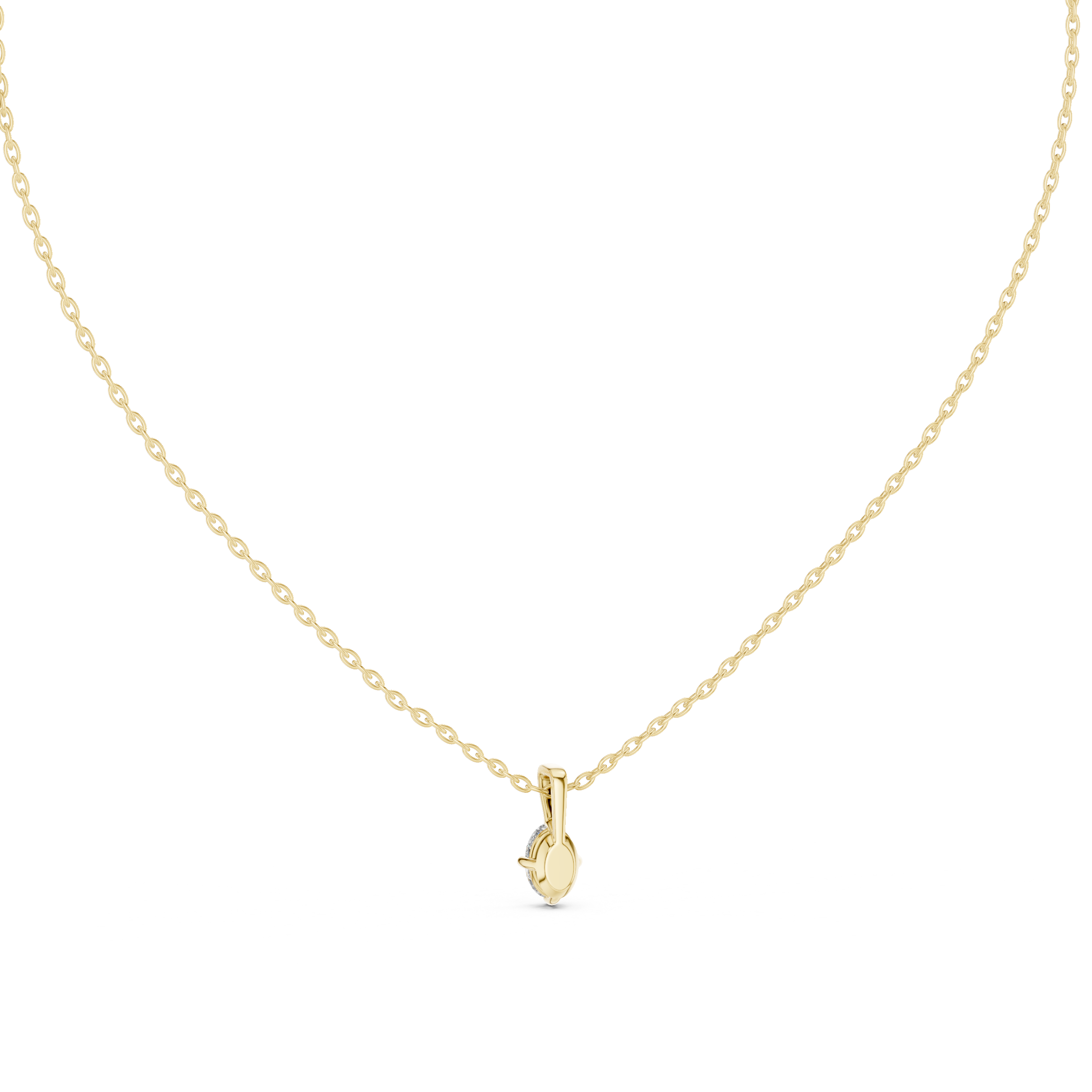 Oval Cut Diamond Solitaire Pendant Necklace (Classic Prong Setting)
