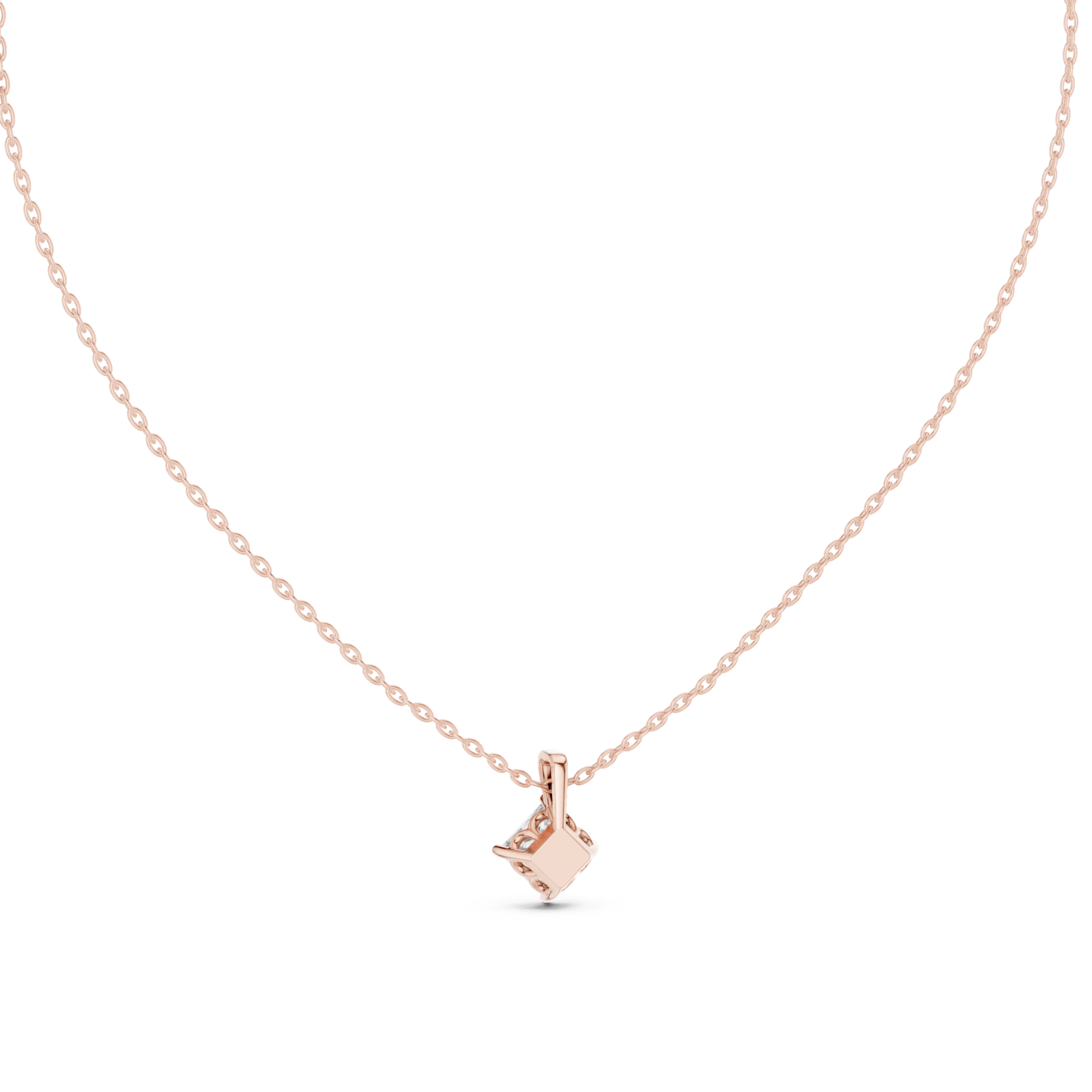 Princess Cut Solitaire Pendant Necklace in Classic Four-Prong Basket Setting