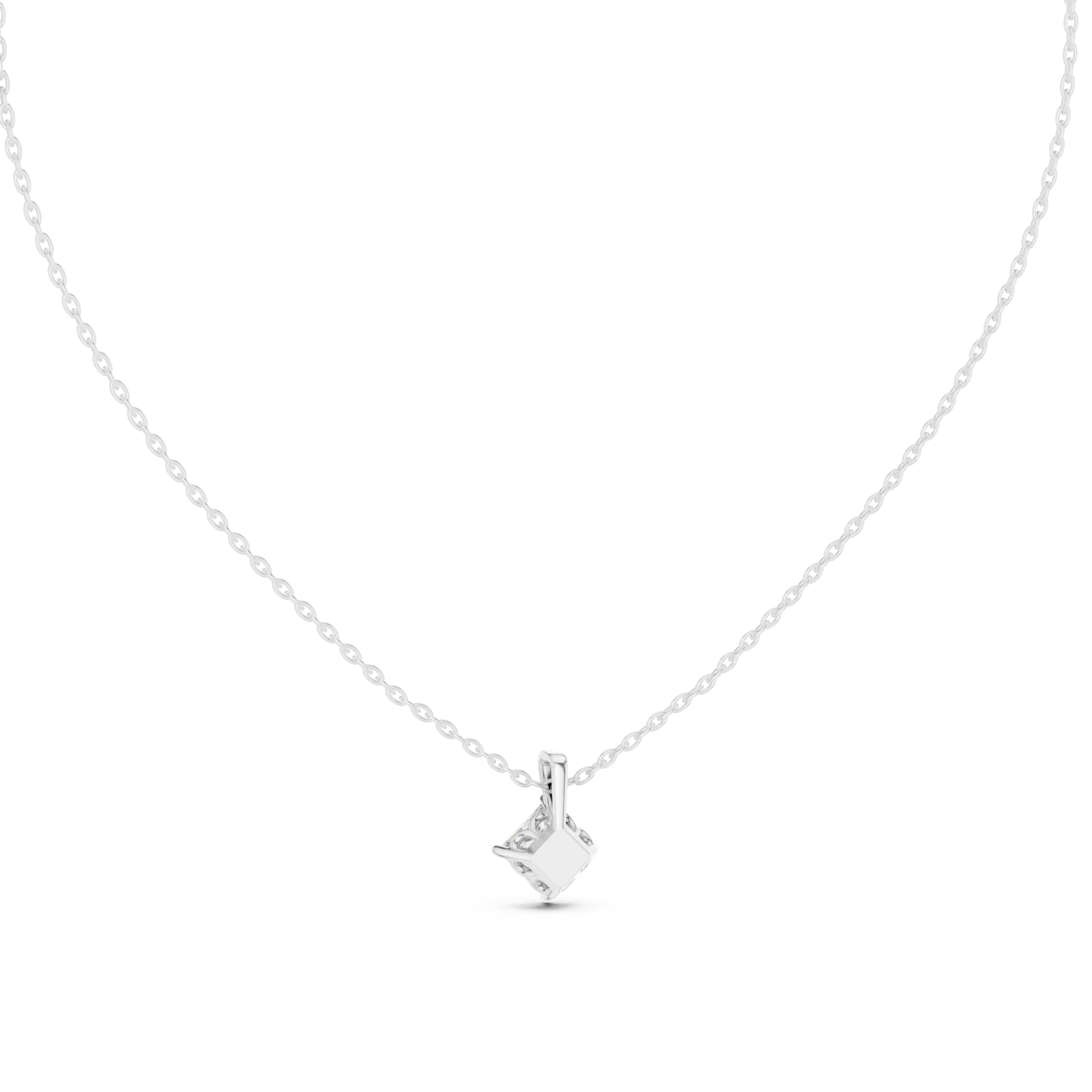 Princess Cut Solitaire Pendant Necklace in Classic Four-Prong Basket Setting