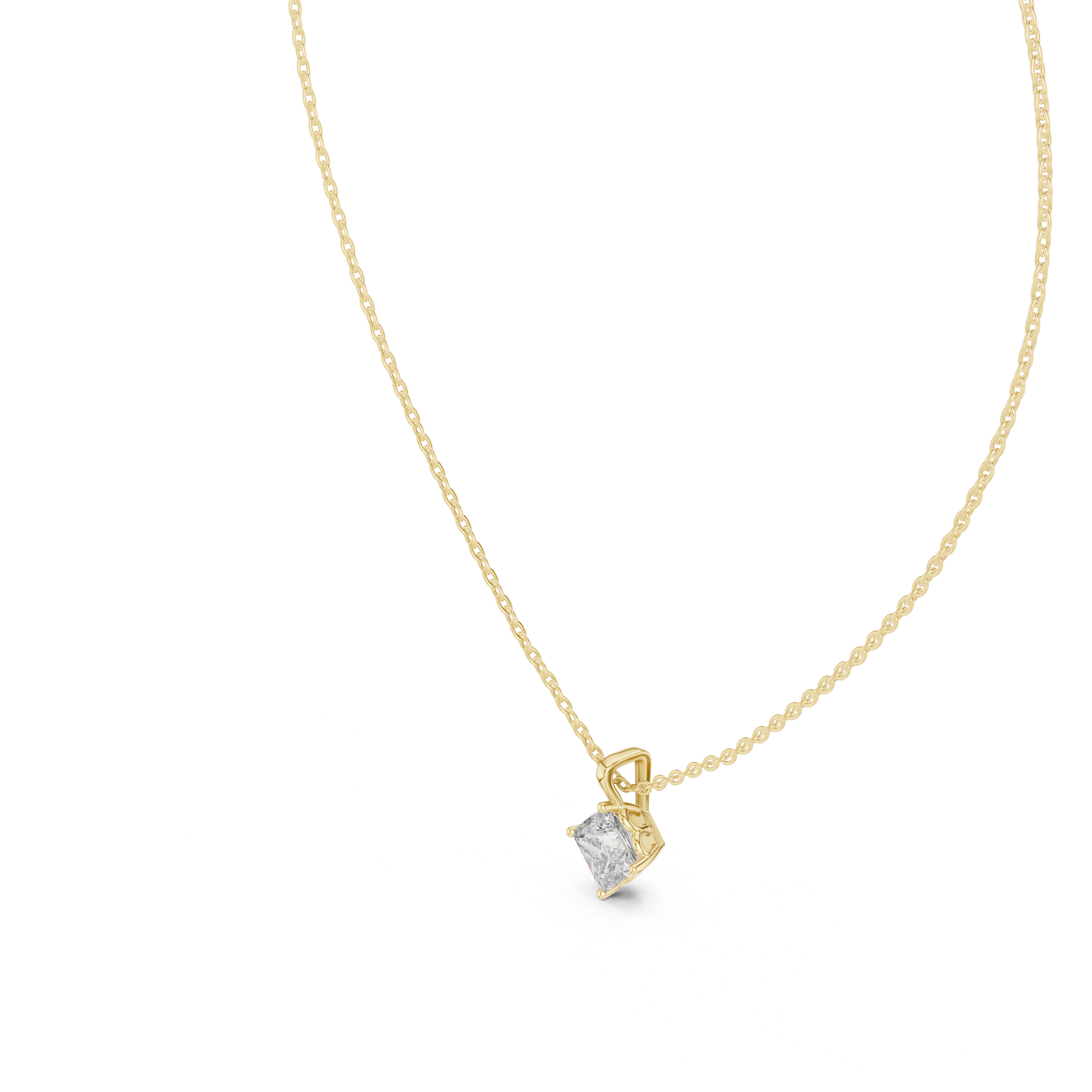 Princess Cut Solitaire Pendant Necklace in Classic Four-Prong Basket Setting