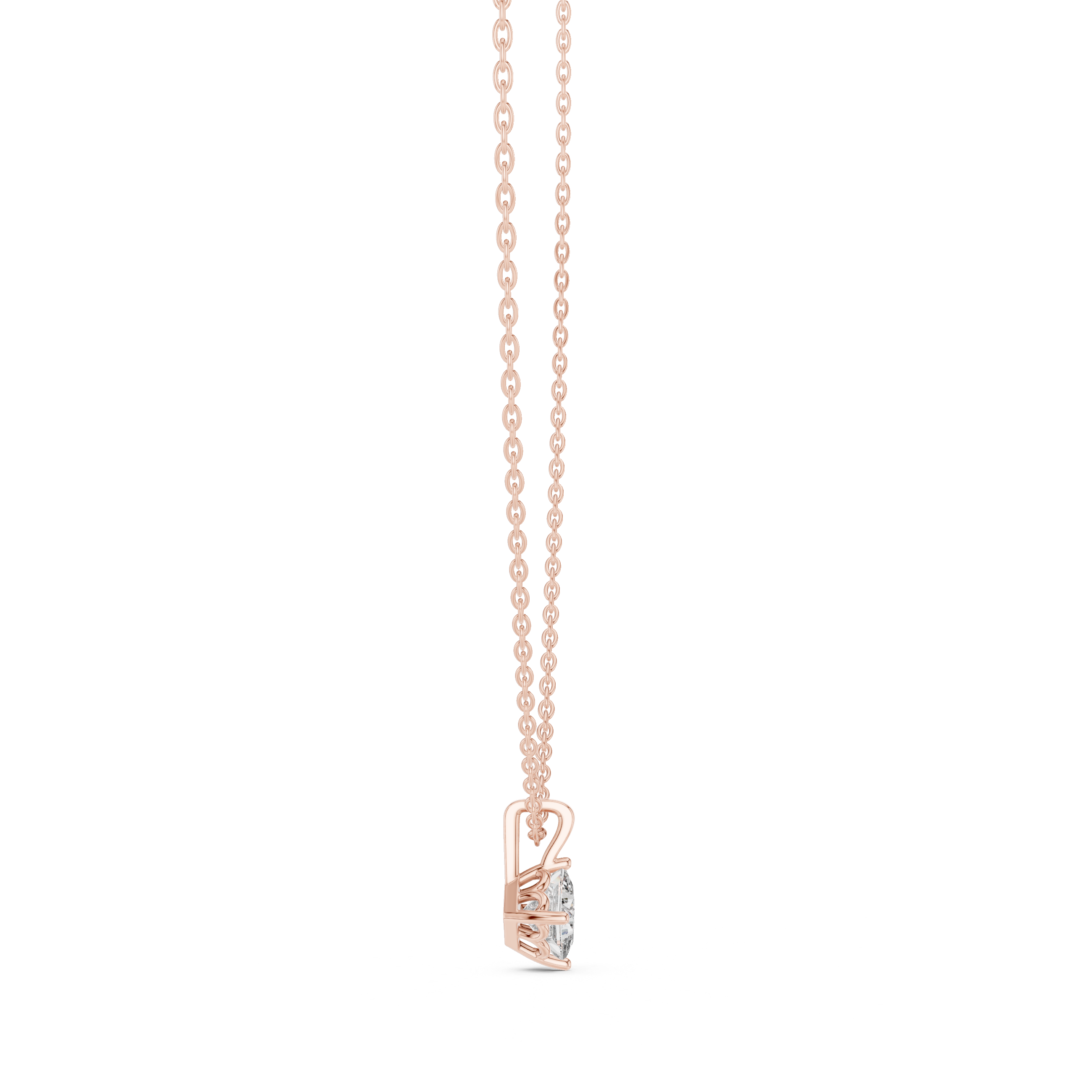 Princess Cut Diamond Solitaire Pendant Necklace (Minimal Prong Setting)