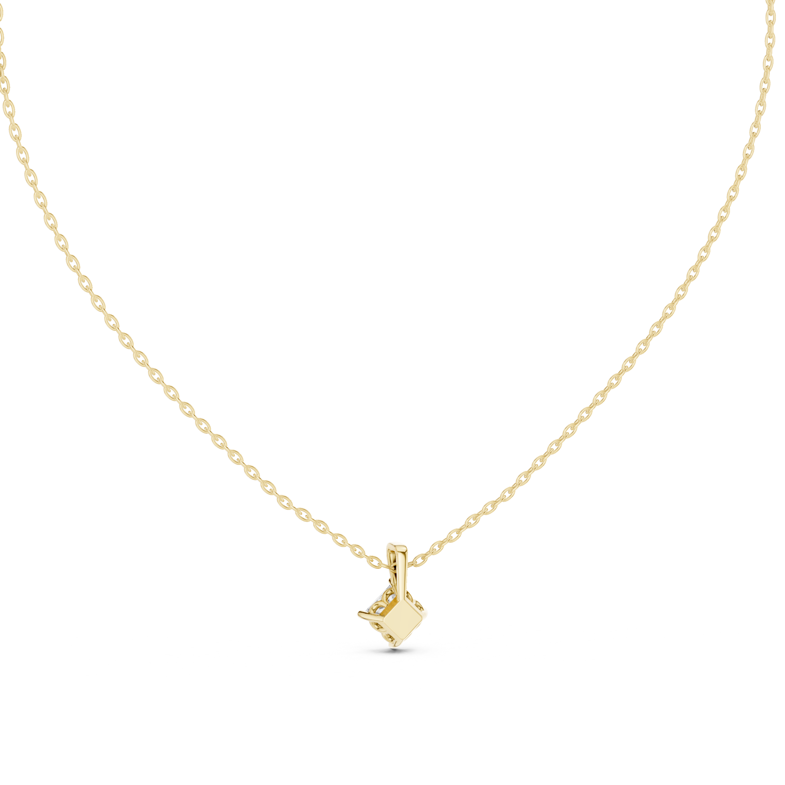 Princess Cut Diamond Solitaire Pendant Necklace (Minimal Prong Setting)