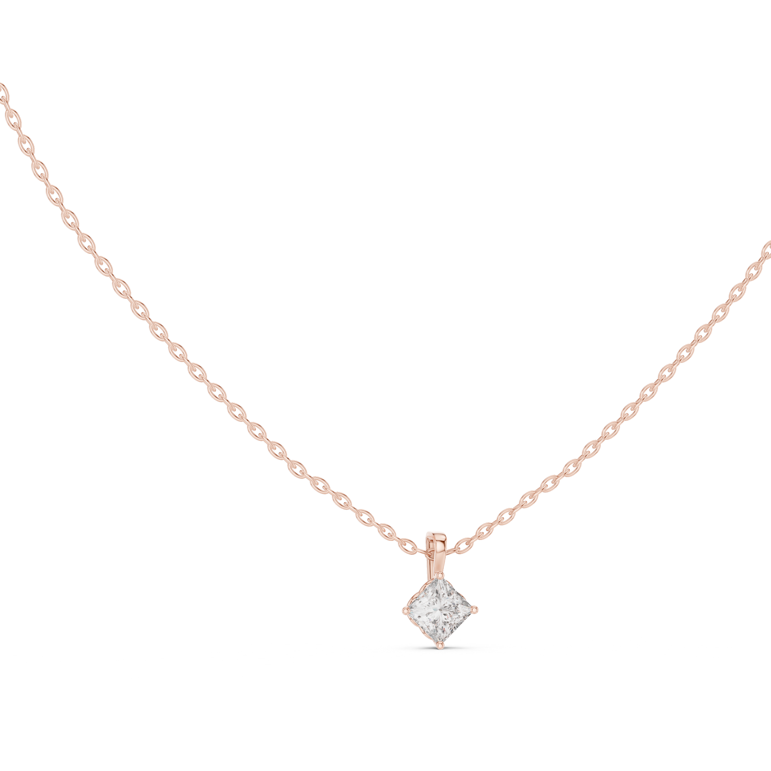 Princess Cut Diamond Solitaire Pendant Necklace