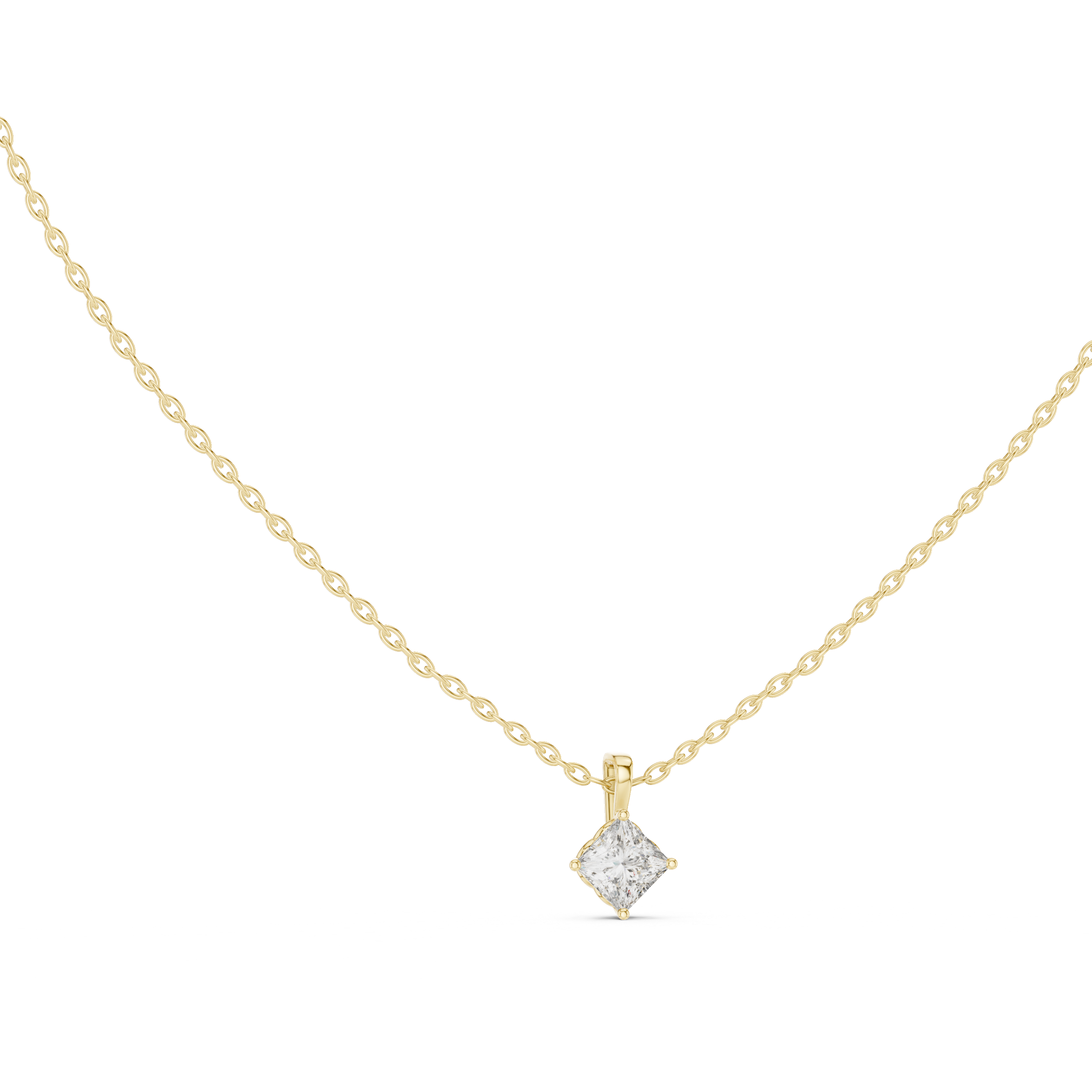 Princess Cut Diamond Solitaire Pendant Necklace