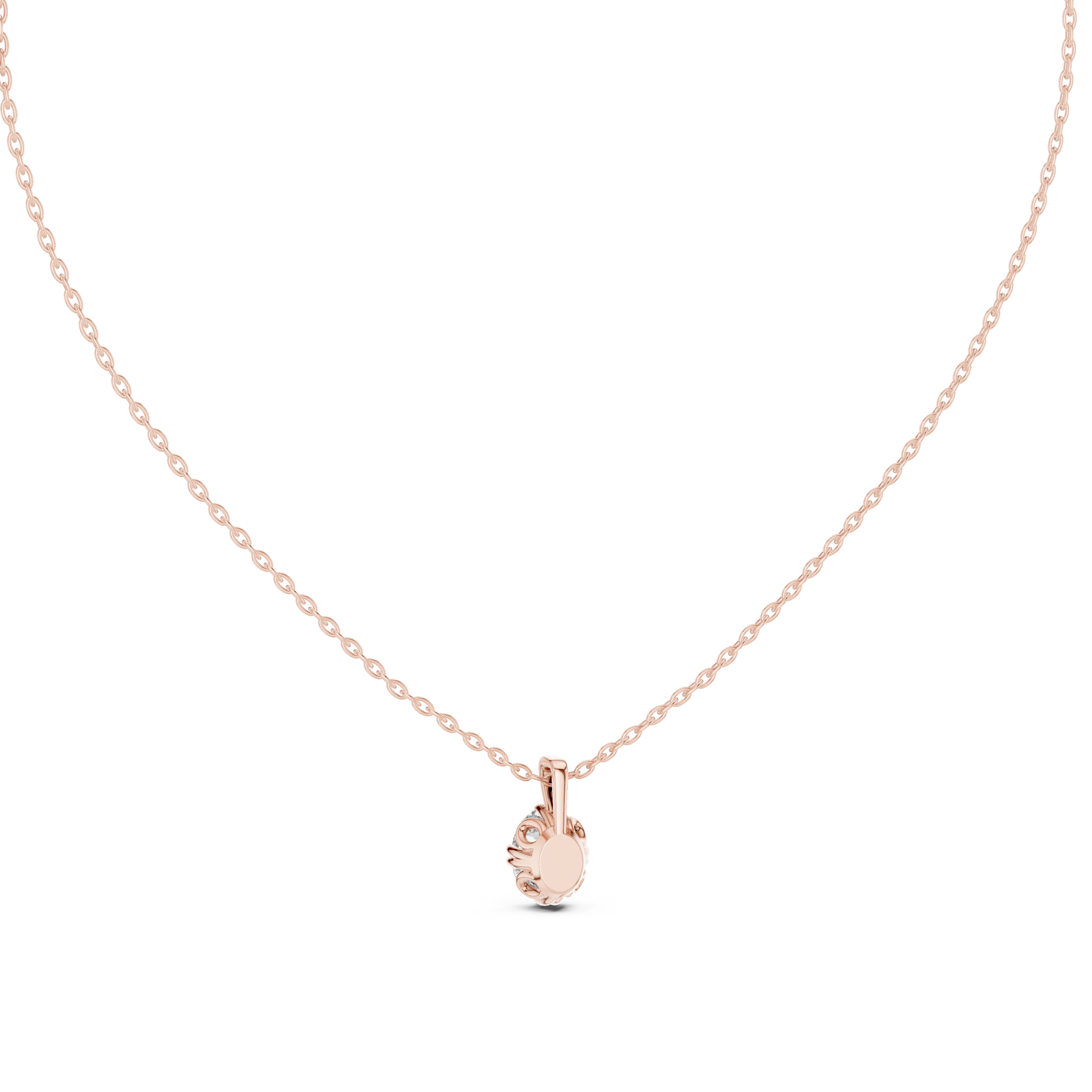 Oval Cut Diamond Solitaire Pendant Necklace