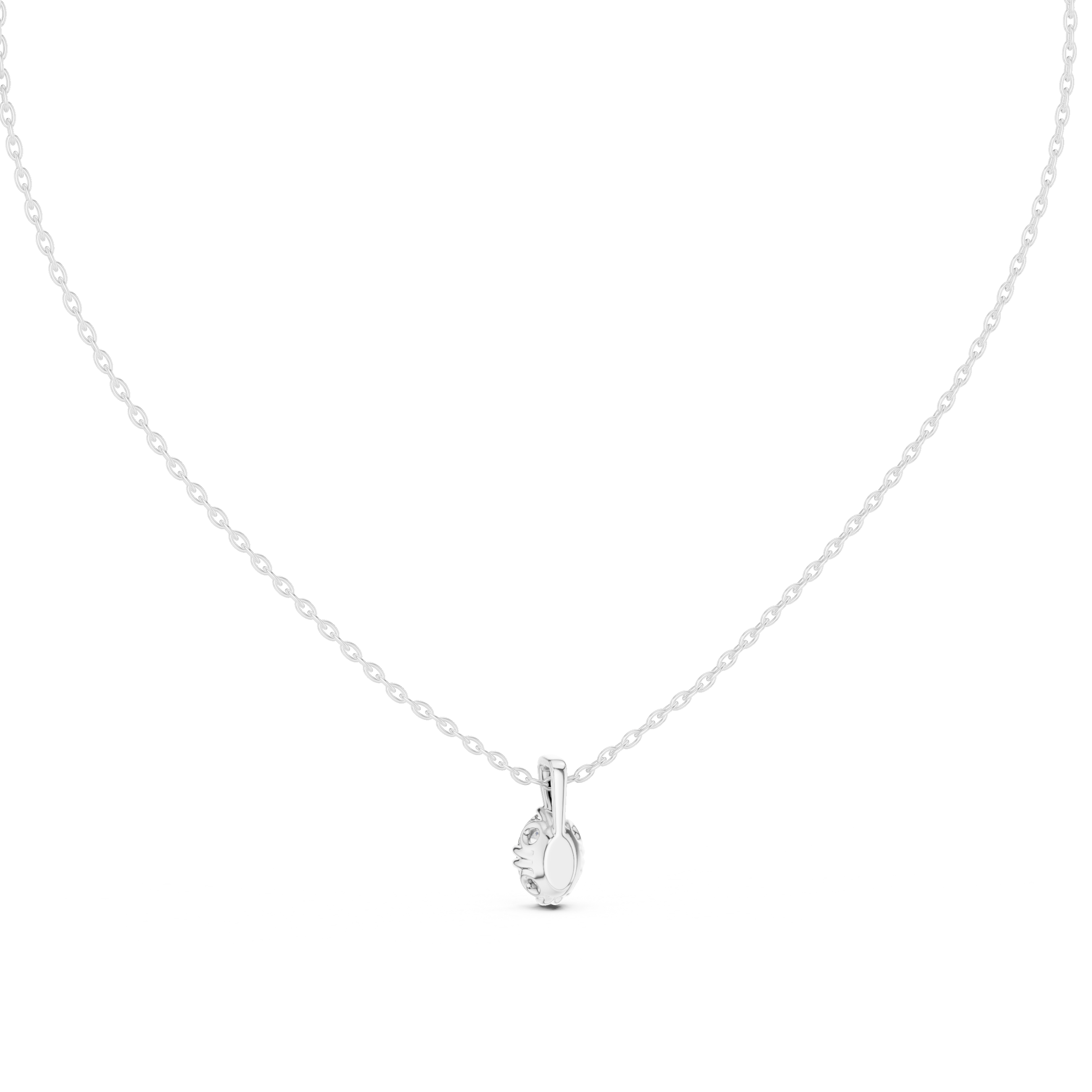 Oval Cut Diamond Solitaire Pendant Necklace (Classic Prong Setting)