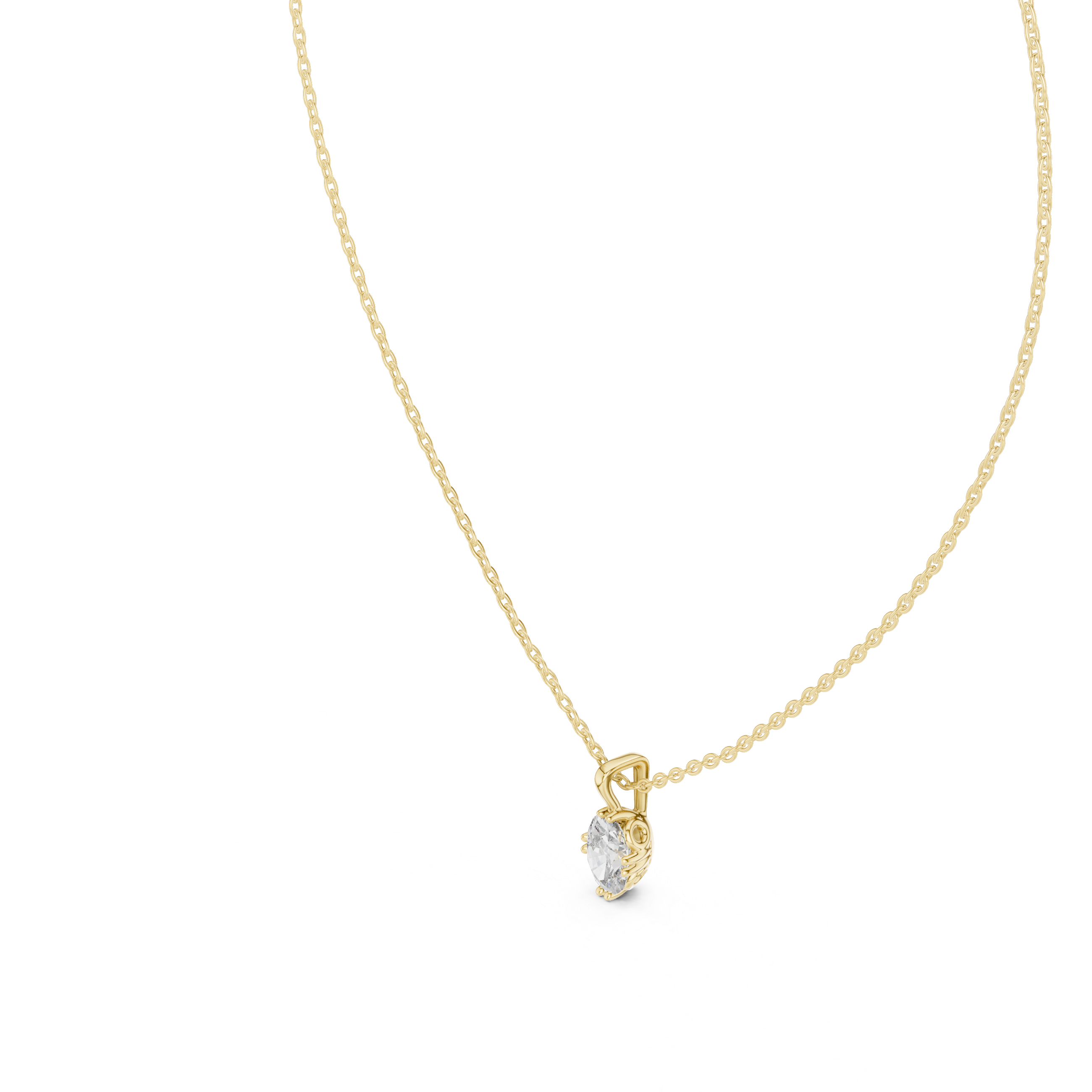 Oval Cut Diamond Solitaire Pendant Necklace (Classic Prong Setting)