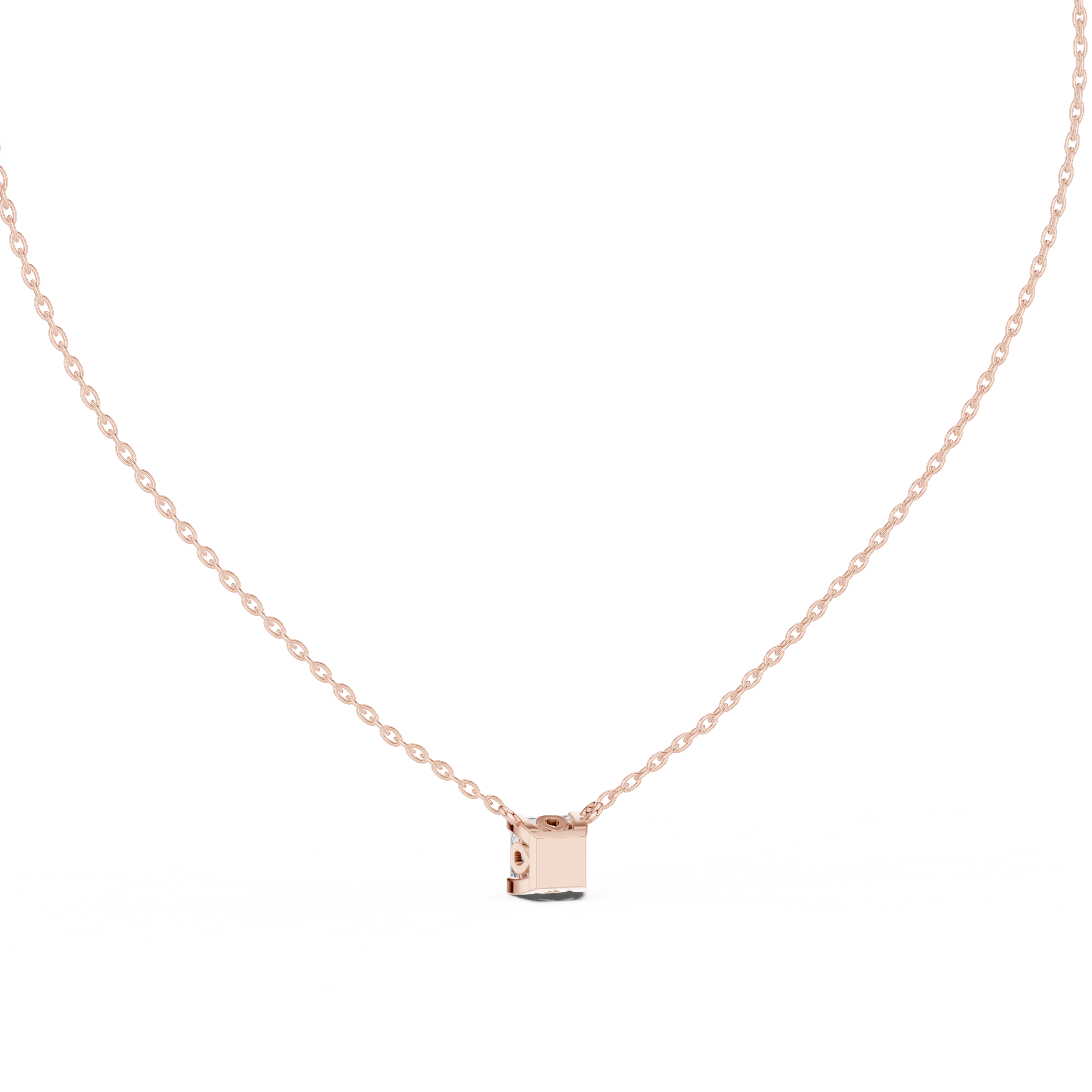 Princess Cut Diamond Solitaire Pendant Necklace (Modern Minimal Setting)