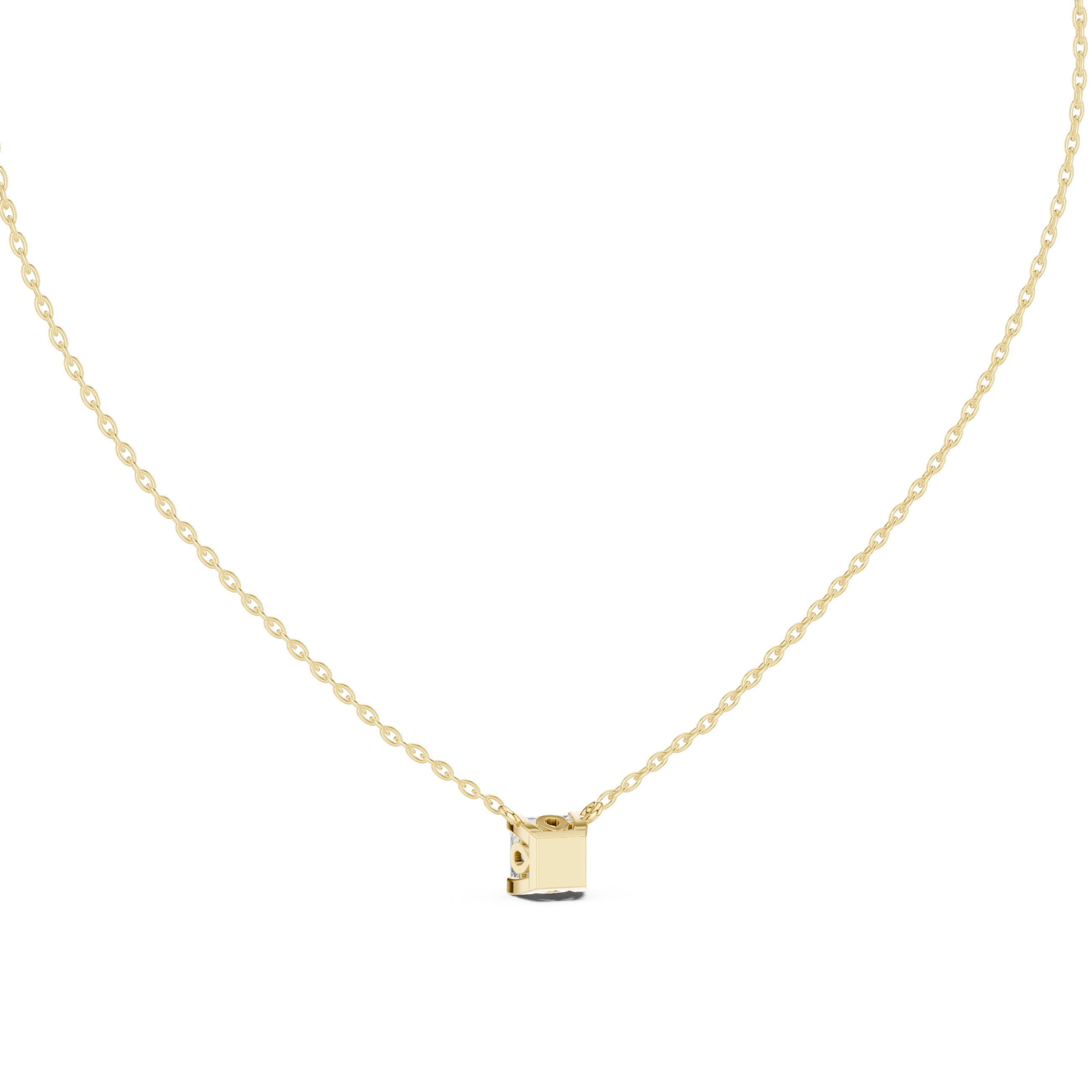 Princess Cut Diamond Solitaire Pendant Necklace (Modern Minimal Setting)